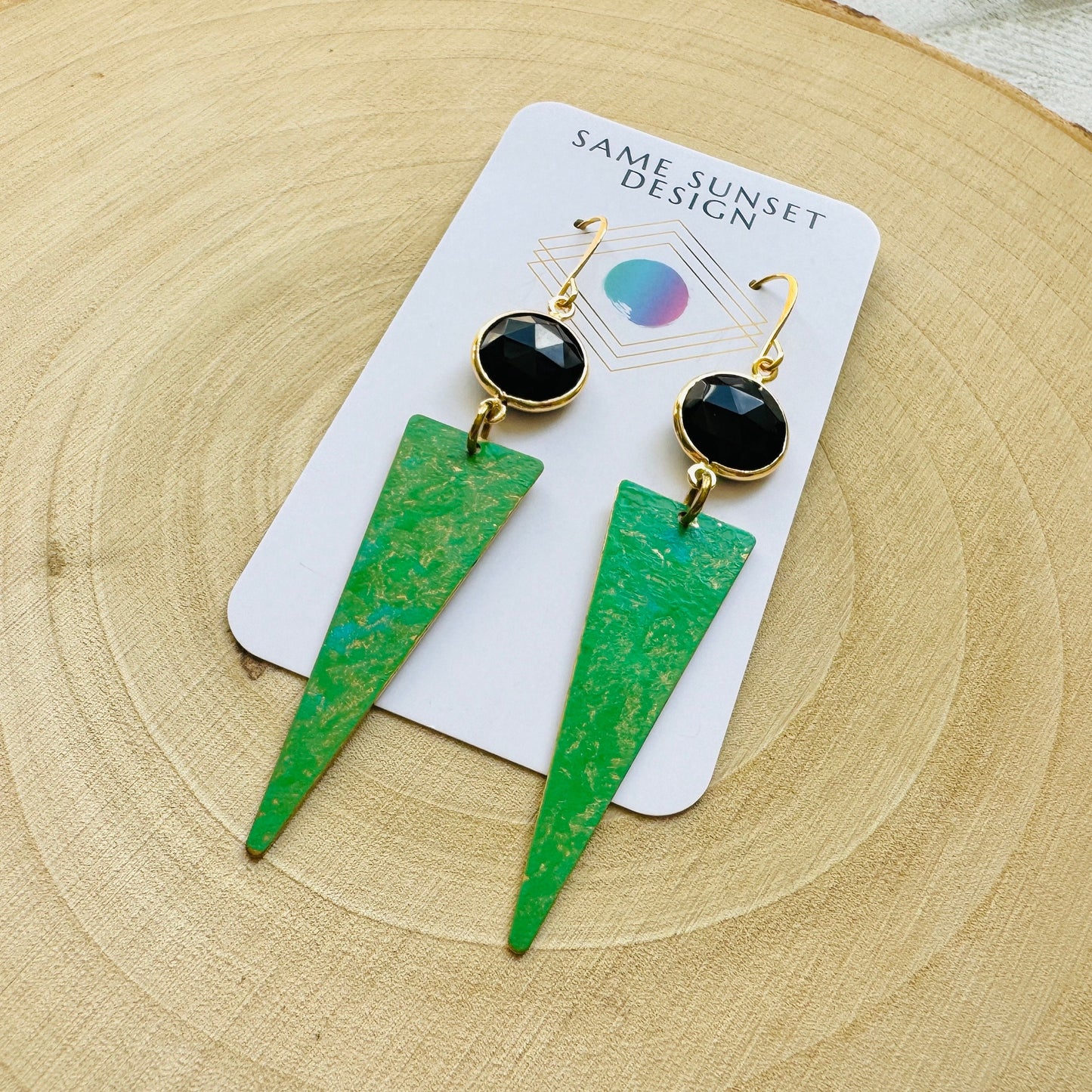 Onyx Earrings, Green Earrings, Western Earrings Dangle, Witchy Earrings, Celestial Earrings, Unique Birthday Gift for Best Friend, Boho Chic