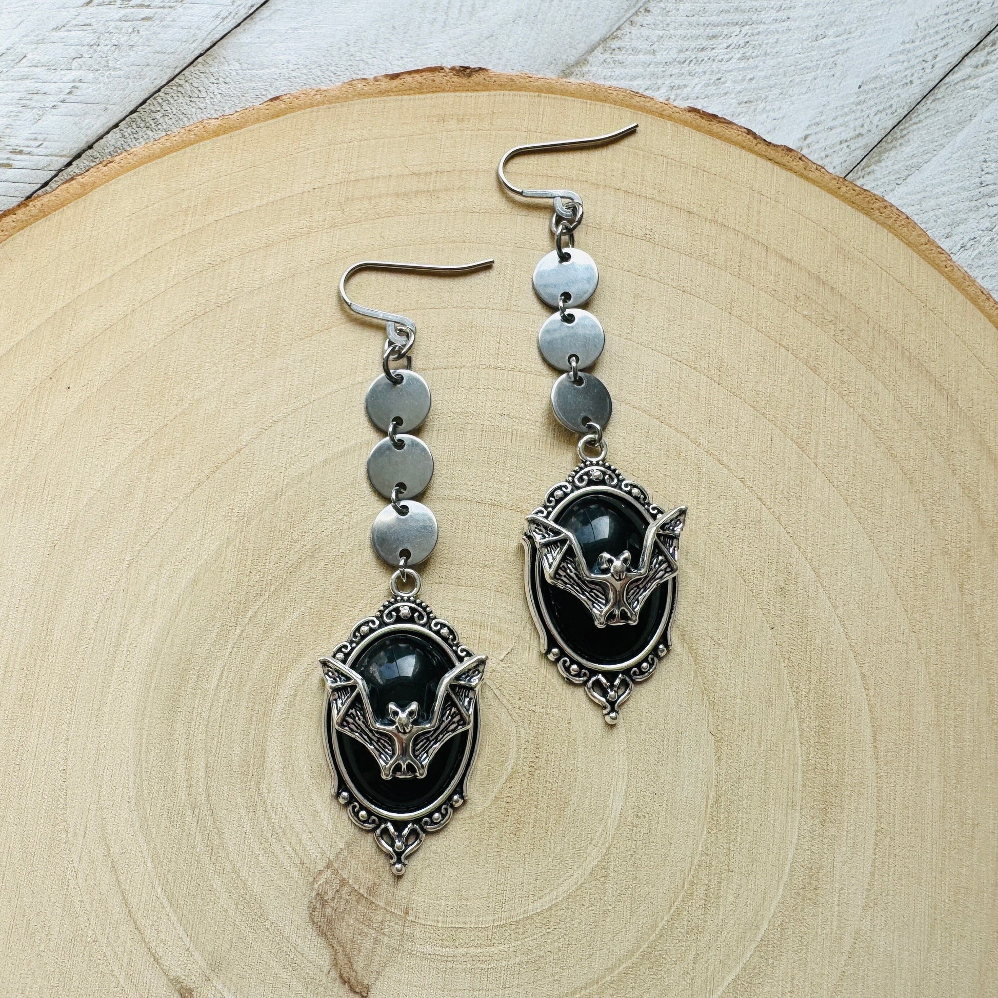 Bat Earrings, Punk Earrings, Emo Jewelry, Witchy Earrings, Goth Earrings Men, Mothers Day Gift from Daughter, Cute Gifts For Friend, Silver