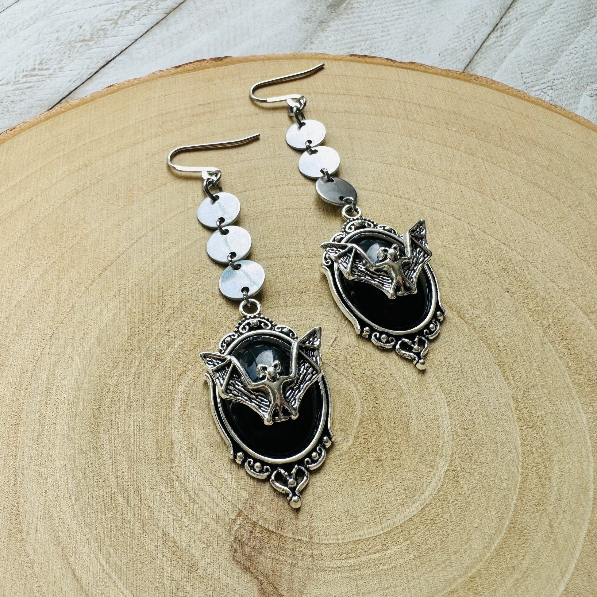 Bat Earrings, Punk Earrings, Emo Jewelry, Witchy Earrings, Goth Earrings Men, Mothers Day Gift from Daughter, Cute Gifts For Friend, Silver