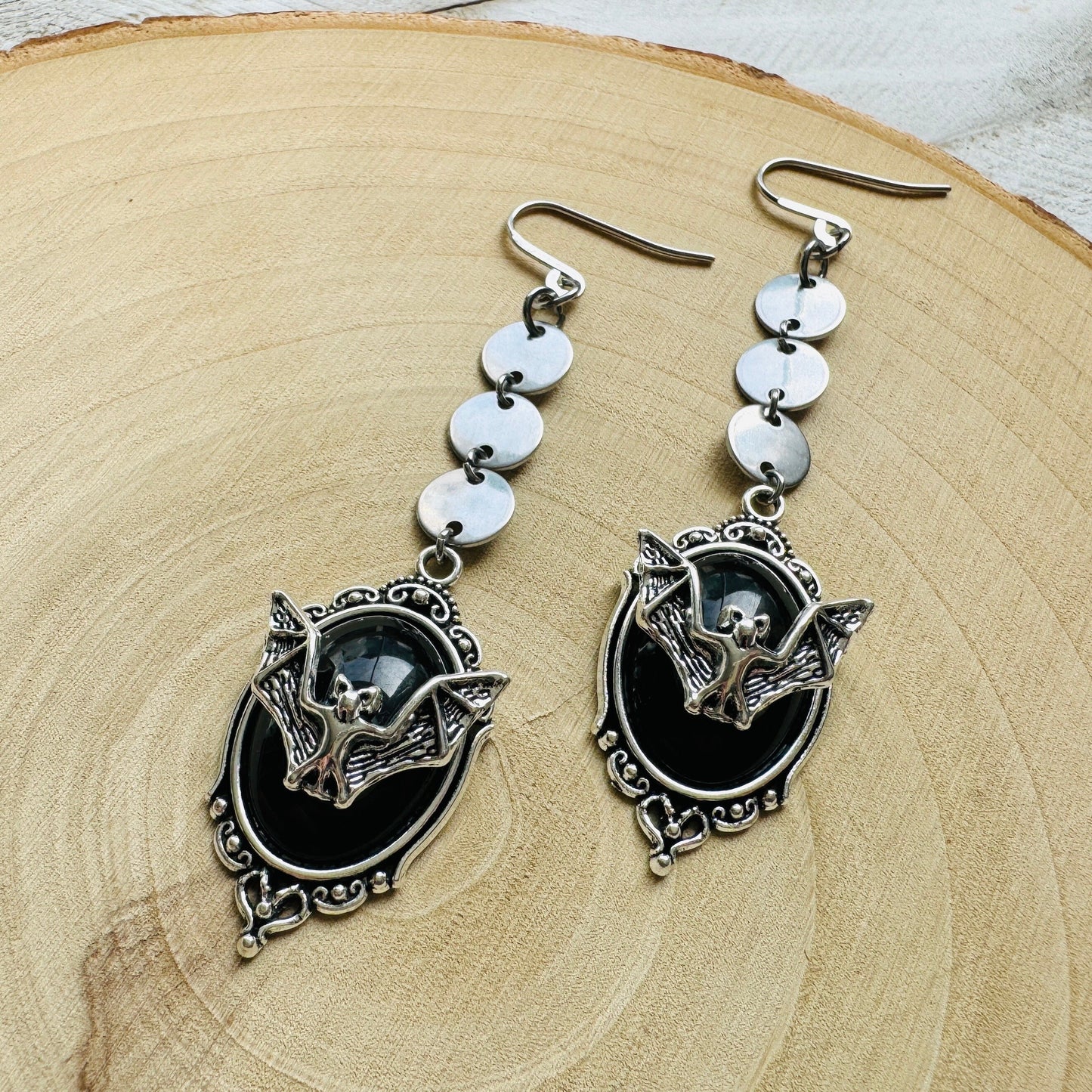 Bat Earrings, Punk Earrings, Emo Jewelry, Witchy Earrings, Goth Earrings Men, Mothers Day Gift from Daughter, Cute Gifts For Friend, Silver