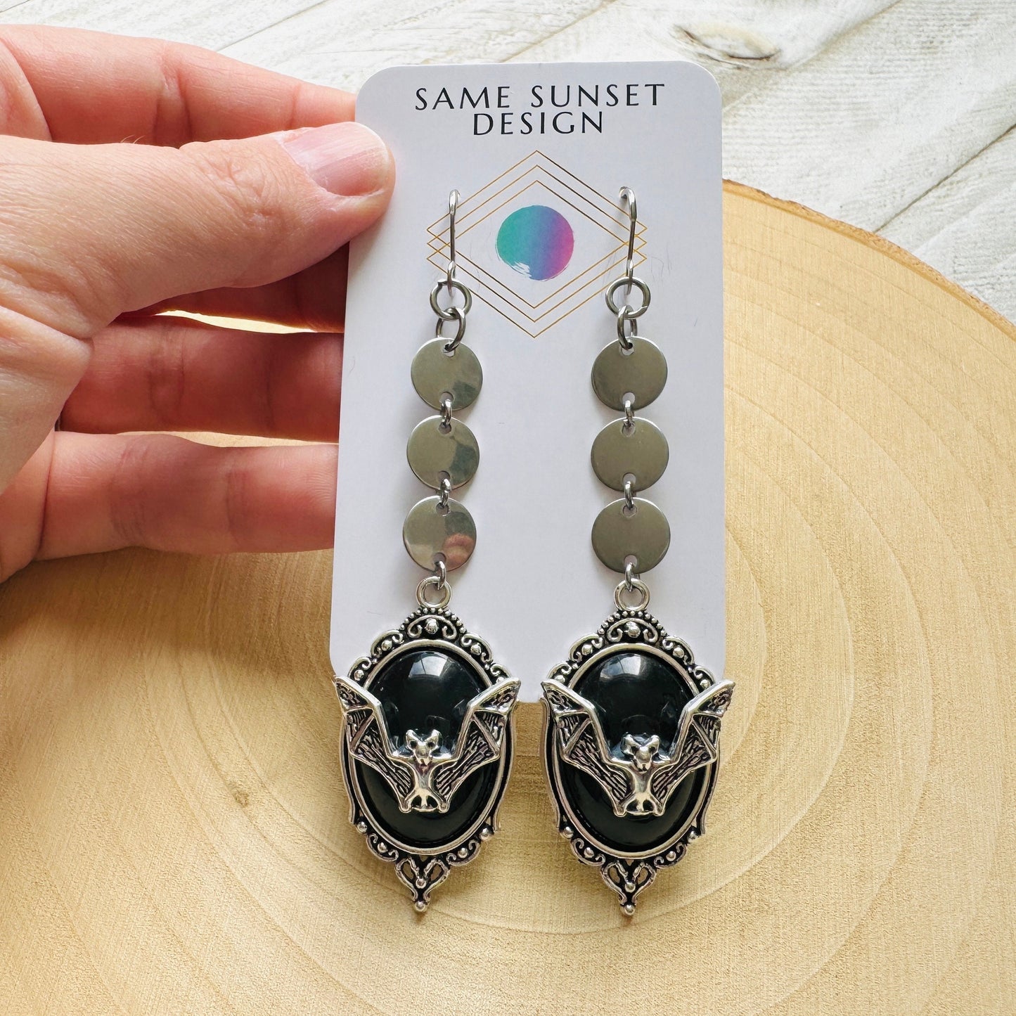 Bat Earrings, Punk Earrings, Emo Jewelry, Witchy Earrings, Goth Earrings Men, Mothers Day Gift from Daughter, Cute Gifts For Friend, Silver