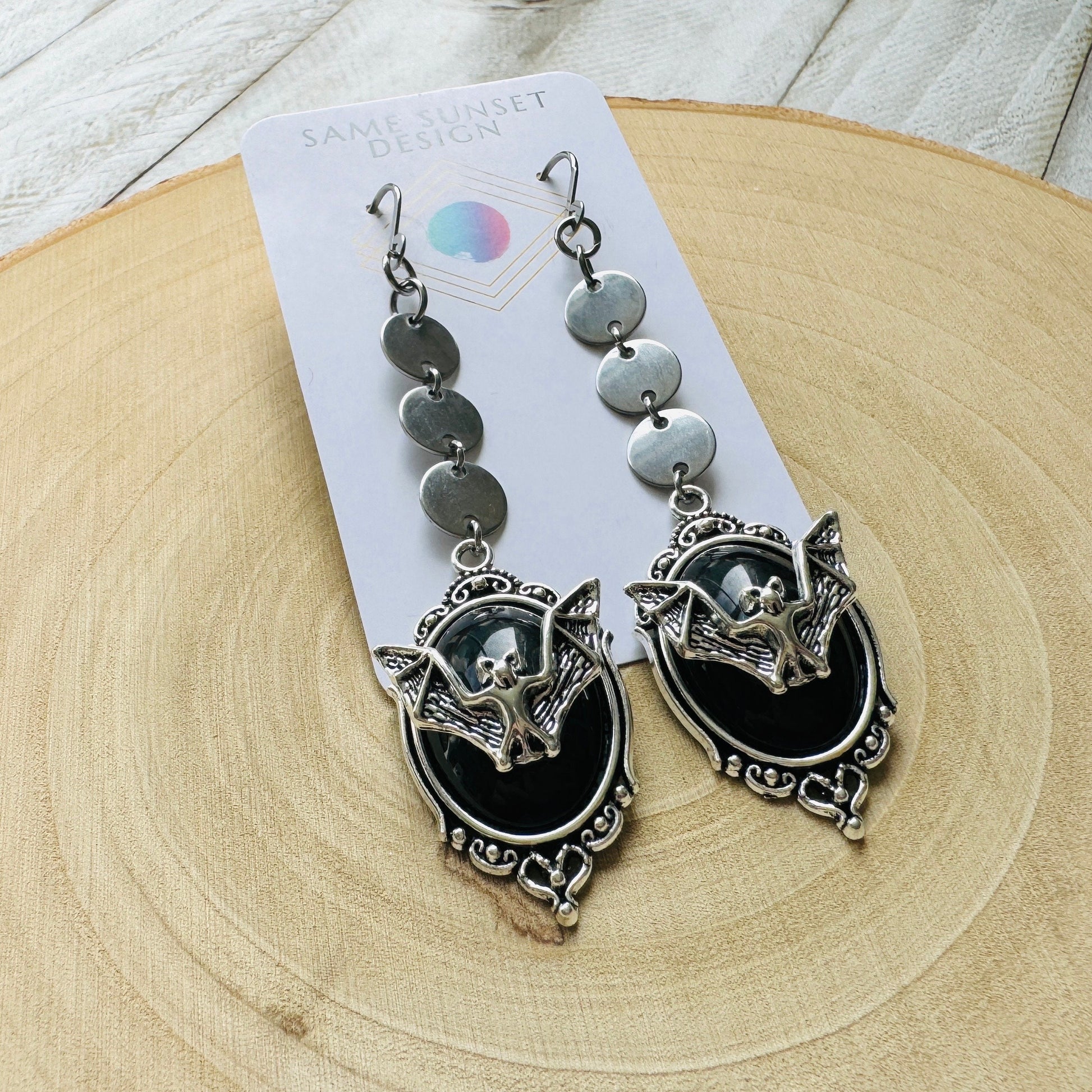 Bat Earrings, Punk Earrings, Emo Jewelry, Witchy Earrings, Goth Earrings Men, Mothers Day Gift from Daughter, Cute Gifts For Friend, Silver