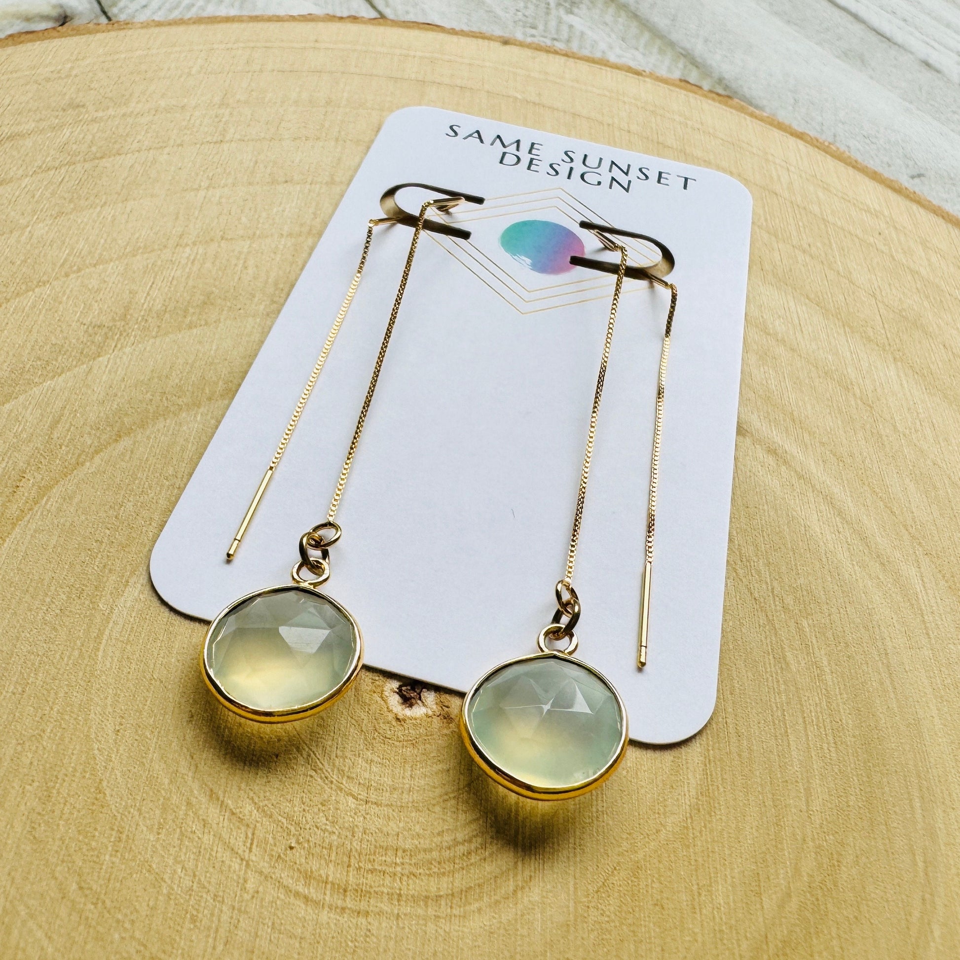 Chalcedony Earrings, Threader Earrings, Western Earrings Dangle, Statement Earrings Boho, Wedding Jewelry for Brides, Best Gift for Mom
