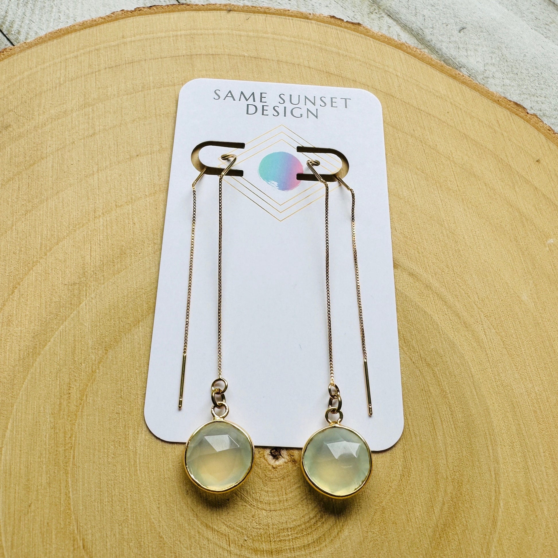 Chalcedony Earrings, Threader Earrings, Western Earrings Dangle, Statement Earrings Boho, Wedding Jewelry for Brides, Best Gift for Mom