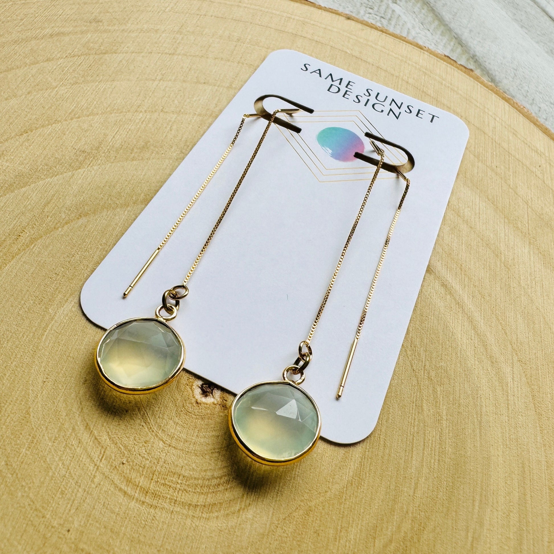 Chalcedony Earrings, Threader Earrings, Western Earrings Dangle, Statement Earrings Boho, Wedding Jewelry for Brides, Best Gift for Mom