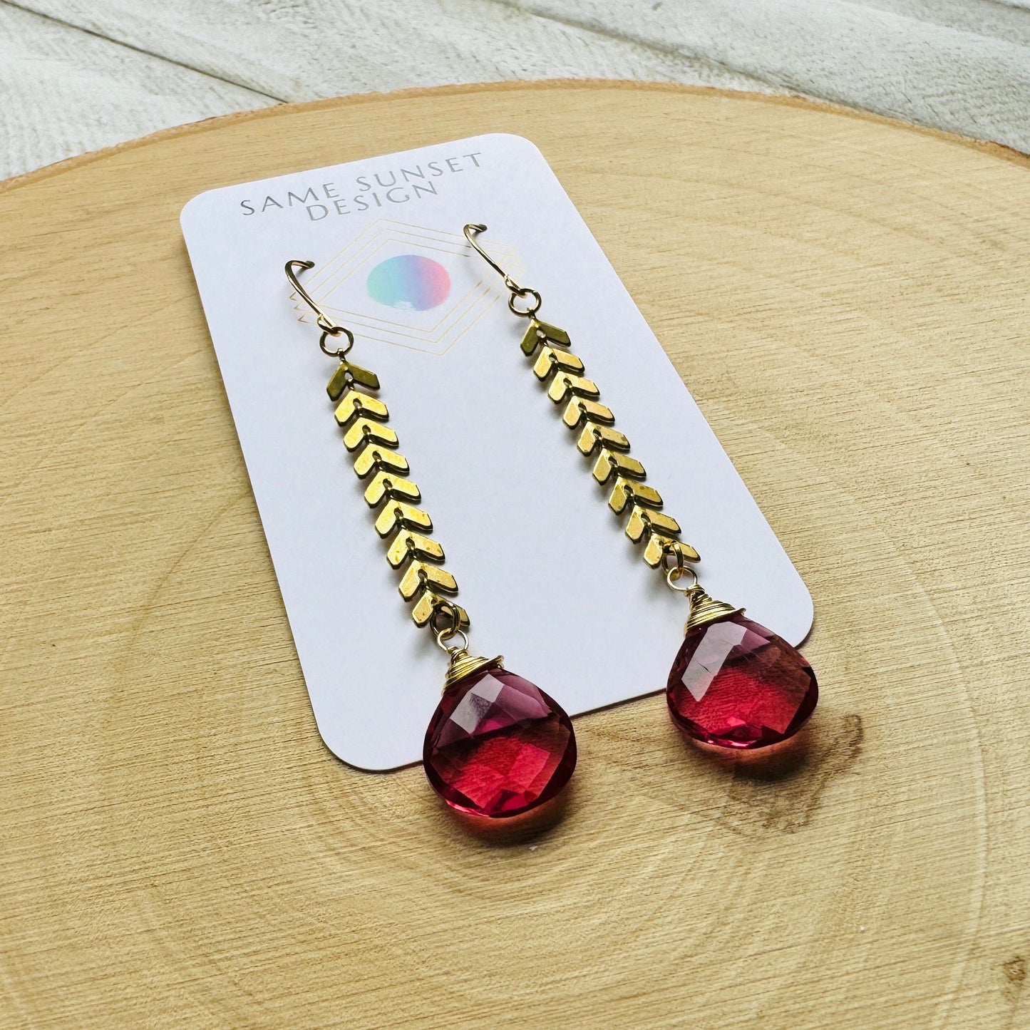 Pink Tourmaline Earrings, Western Earrings Gold, Statement Earrings Boho, Unique Gifts for Women Birthday, Wedding Earrings for Bride