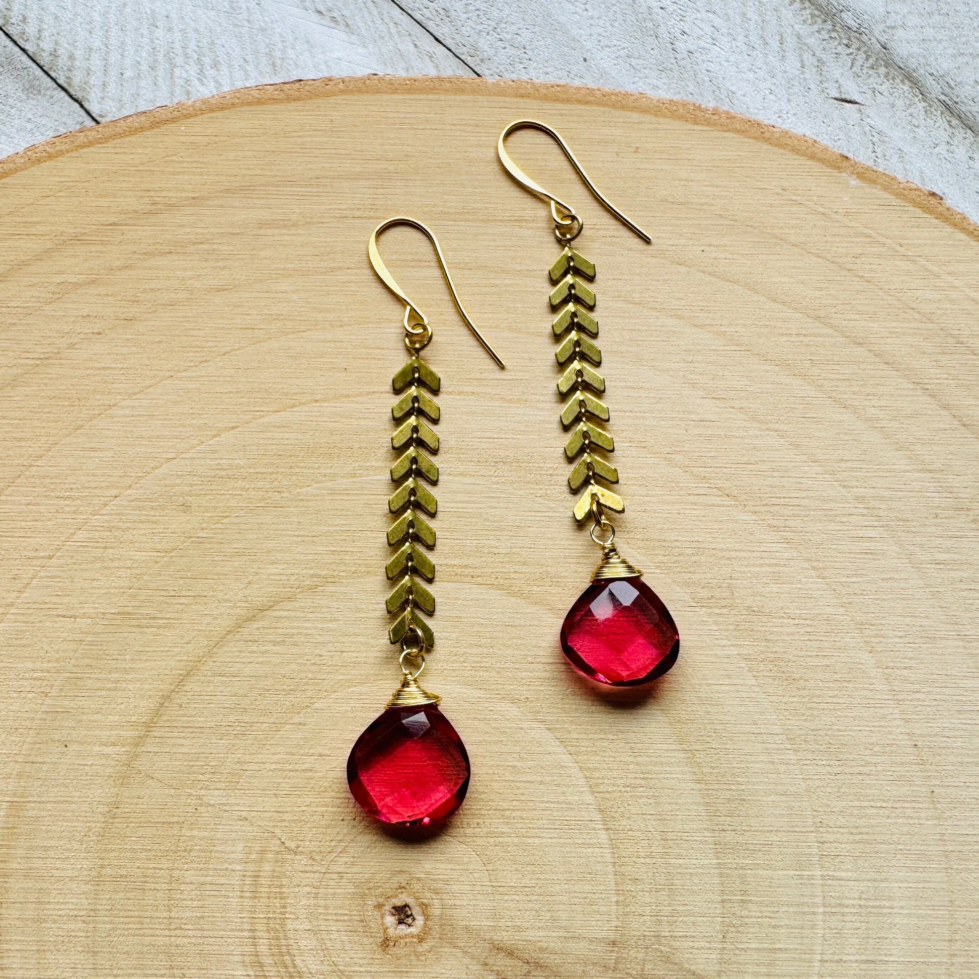 Pink Tourmaline Earrings, Western Earrings Gold, Statement Earrings Boho, Unique Gifts for Women Birthday, Wedding Earrings for Bride