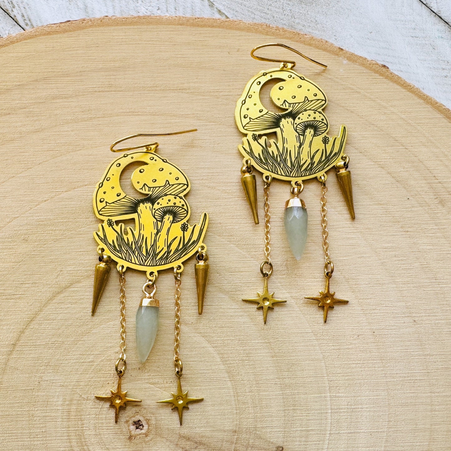 Mushroom Earrings, Aventurine Earrings, Witchy Earrings, Cottagecore Earrings, Unique Gifts for Women Birthday, Mothers Day Gift for Sister