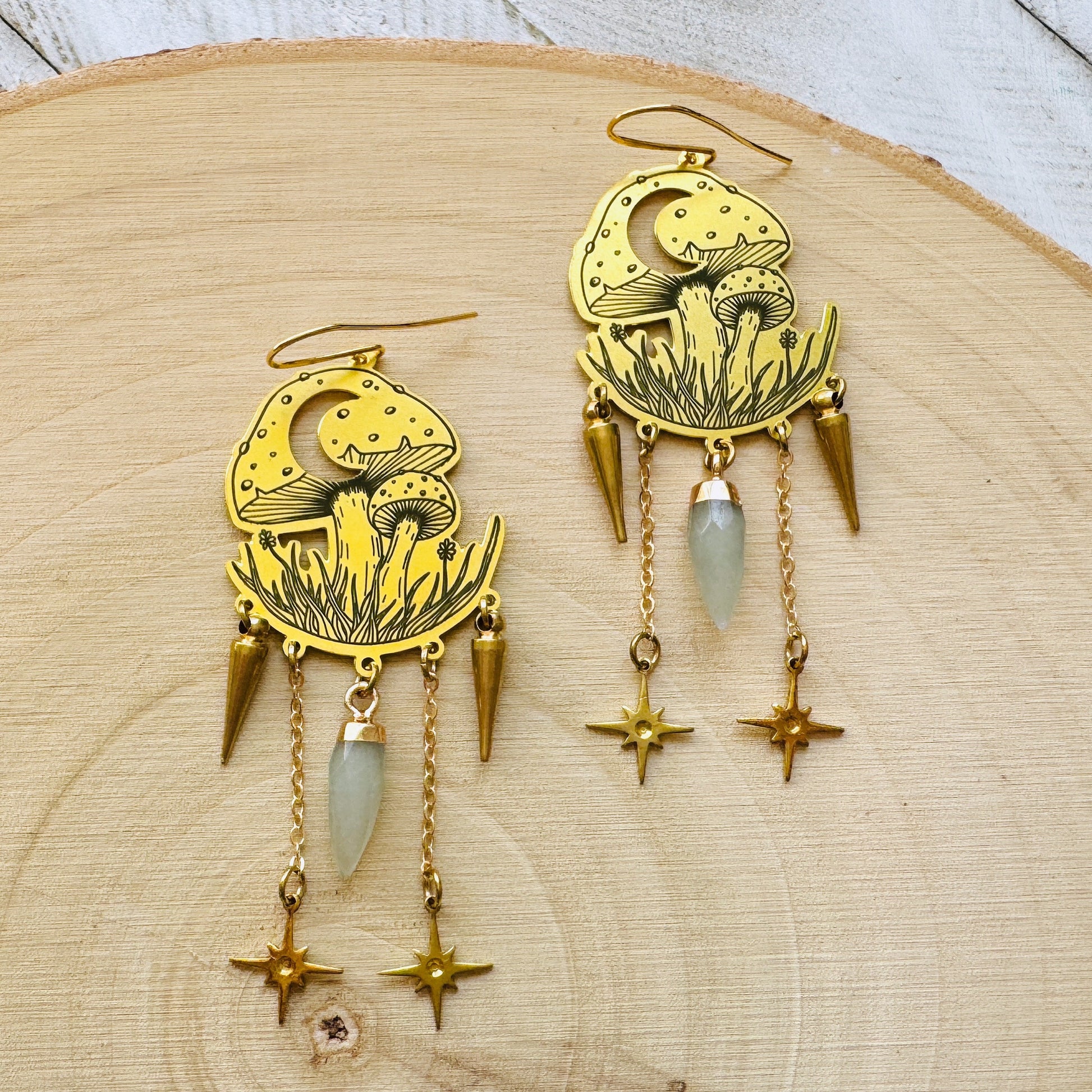 Mushroom Earrings, Aventurine Earrings, Witchy Earrings, Cottagecore Earrings, Unique Gifts for Women Birthday, Mothers Day Gift for Sister