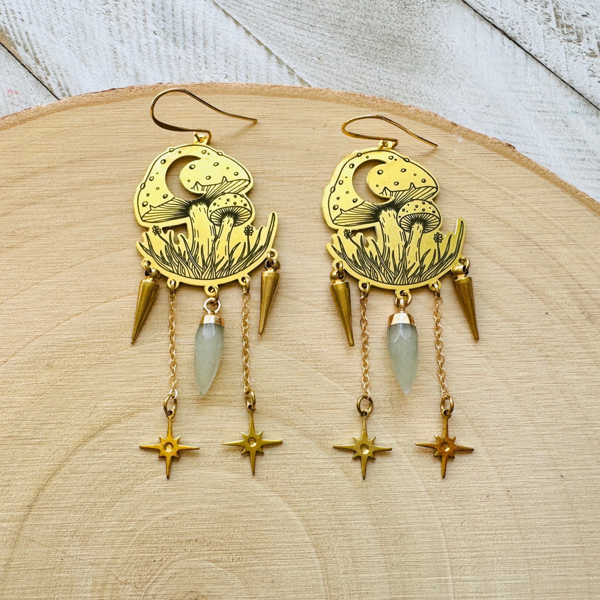 Mushroom Earrings, Aventurine Earrings, Witchy Earrings, Cottagecore Earrings, Unique Gifts for Women Birthday, Mothers Day Gift for Sister