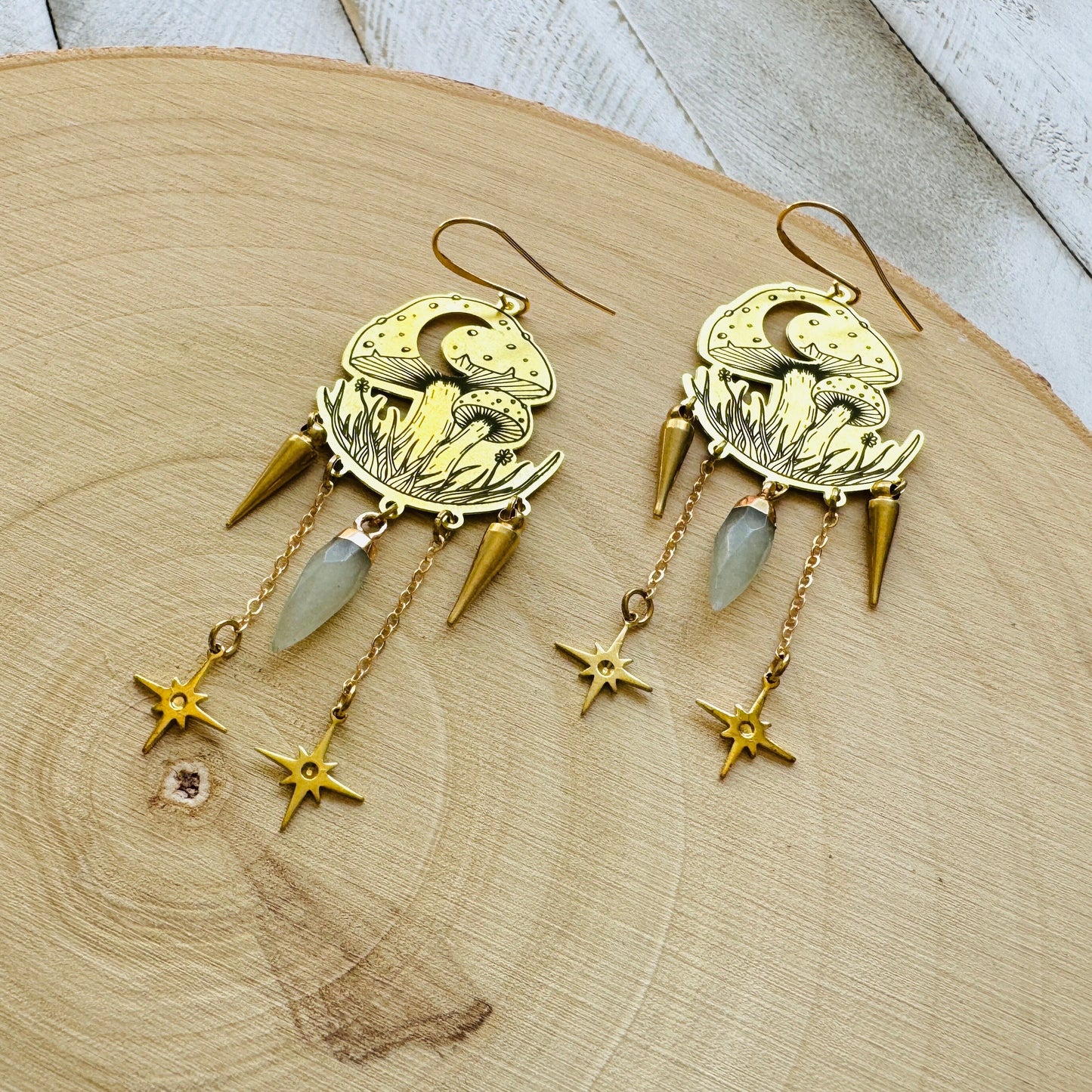 Mushroom Earrings, Aventurine Earrings, Witchy Earrings, Cottagecore Earrings, Unique Gifts for Women Birthday, Mothers Day Gift for Sister