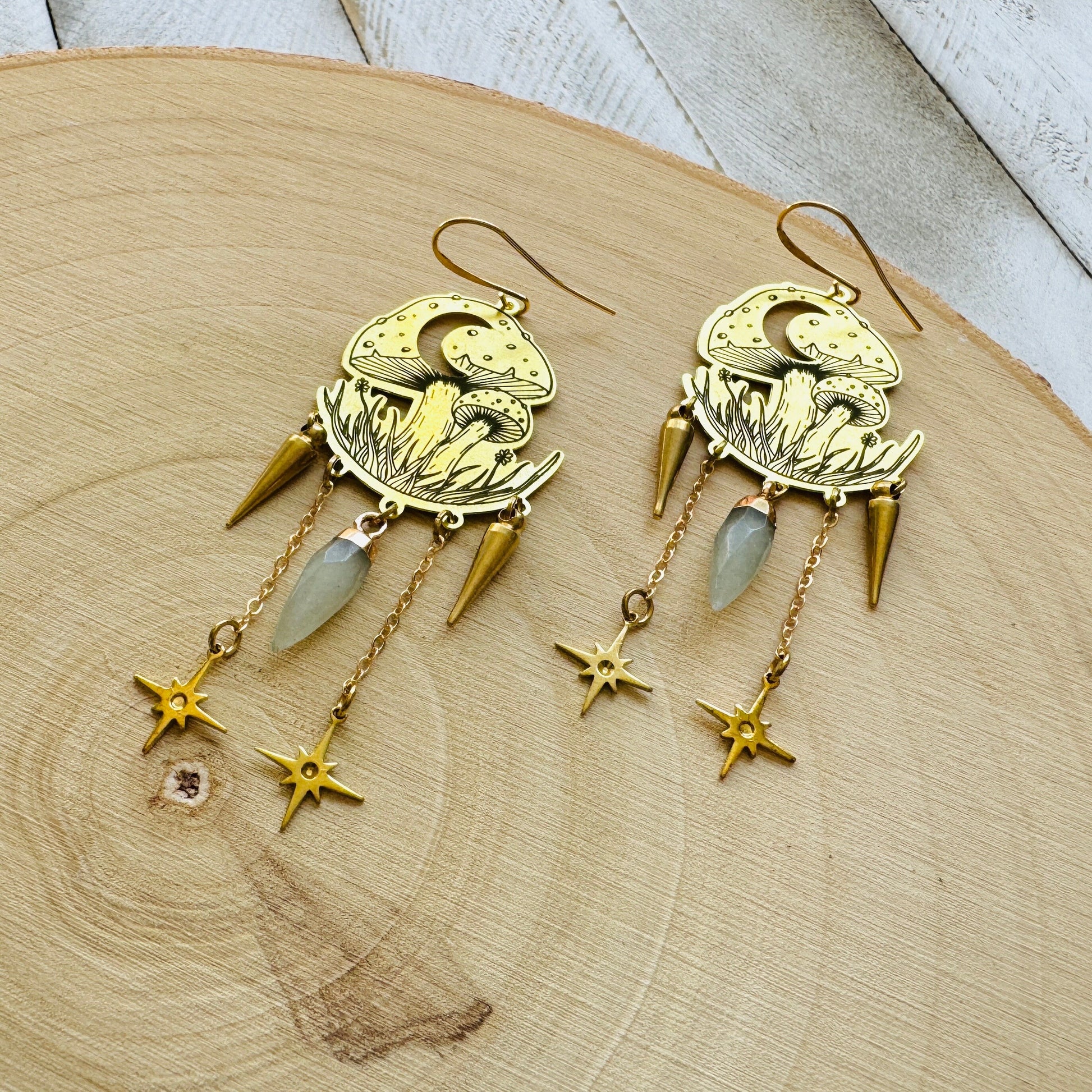 Mushroom Earrings, Aventurine Earrings, Witchy Earrings, Cottagecore Earrings, Unique Gifts for Women Birthday, Mothers Day Gift for Sister