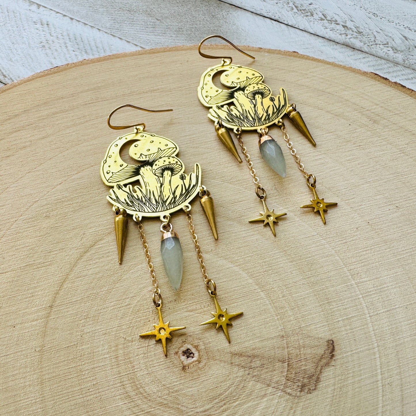Mushroom Earrings, Aventurine Earrings, Witchy Earrings, Cottagecore Earrings, Unique Gifts for Women Birthday, Mothers Day Gift for Sister