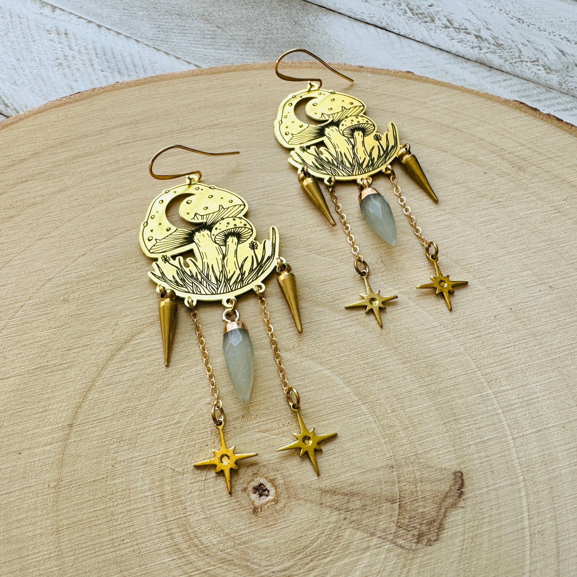 Mushroom Earrings, Aventurine Earrings, Witchy Earrings, Cottagecore Earrings, Unique Gifts for Women Birthday, Mothers Day Gift for Sister
