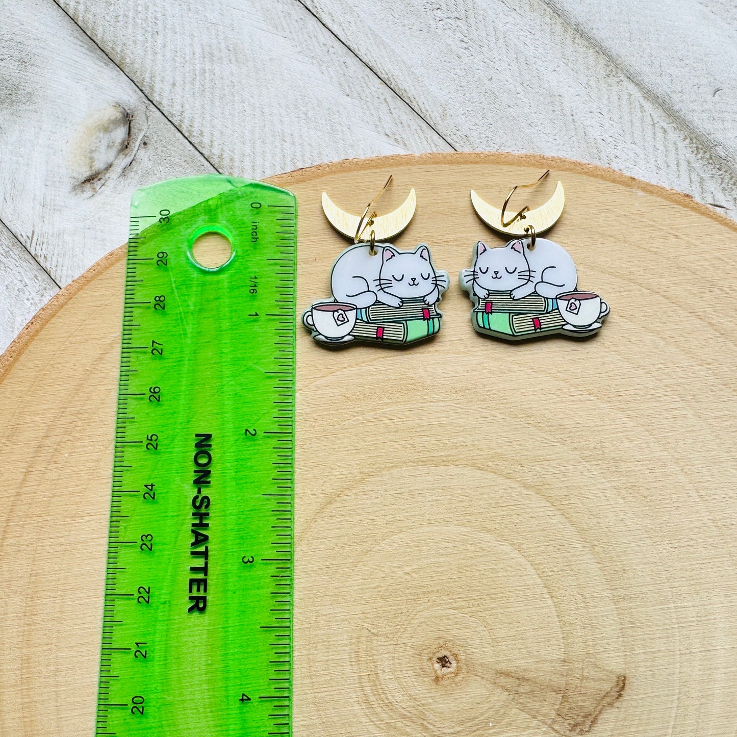 Cat Earrings, Cat Lover Jewelry, Book Earrings Dangle, Cat Gifts for Cat Lovers, Witchy Earrings, Kawaii Jewelry, Unique Gifts for Teachers