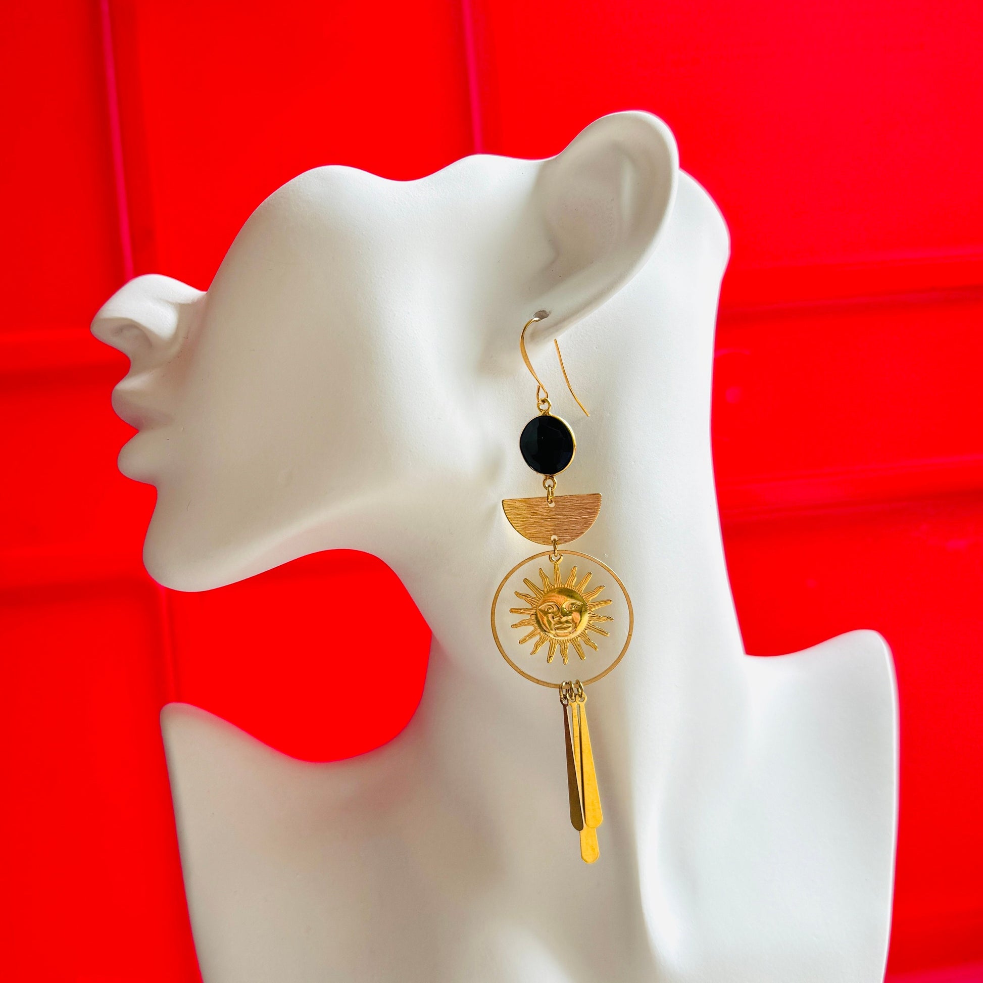 Sun Earrings, Chalcedony Earrings, Boho Earrings Gold, Festival Jewelry, Wedding Jewelry for Brides, Best Gift for Mom, Nature Lover Gift