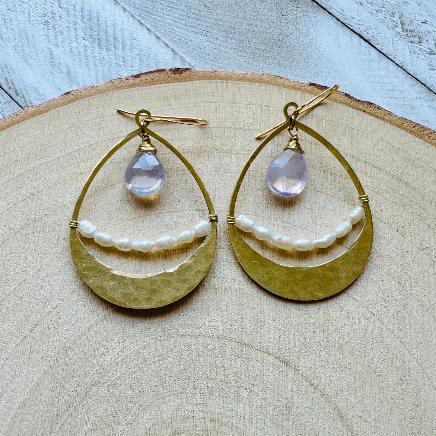 Amethyst Earrings, Pearl Earrings, Dainty Earrings, Boho Jewelry for Bride, Birthday Gift for Girlfriend, Sweet 16 Gift for Daughter, Chic