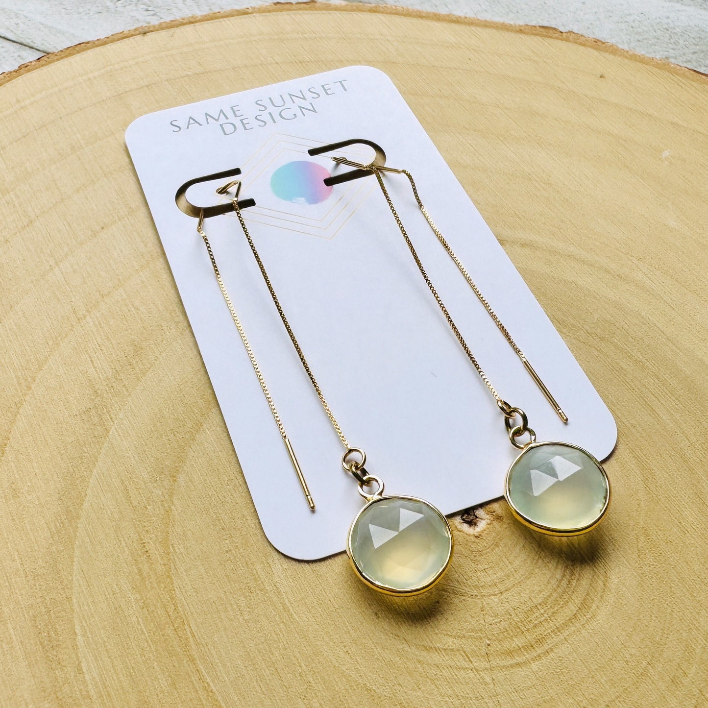 Chalcedony Earrings, Threader Earrings, Western Earrings Dangle, Statement Earrings Boho, Wedding Jewelry for Brides, Best Gift for Mom