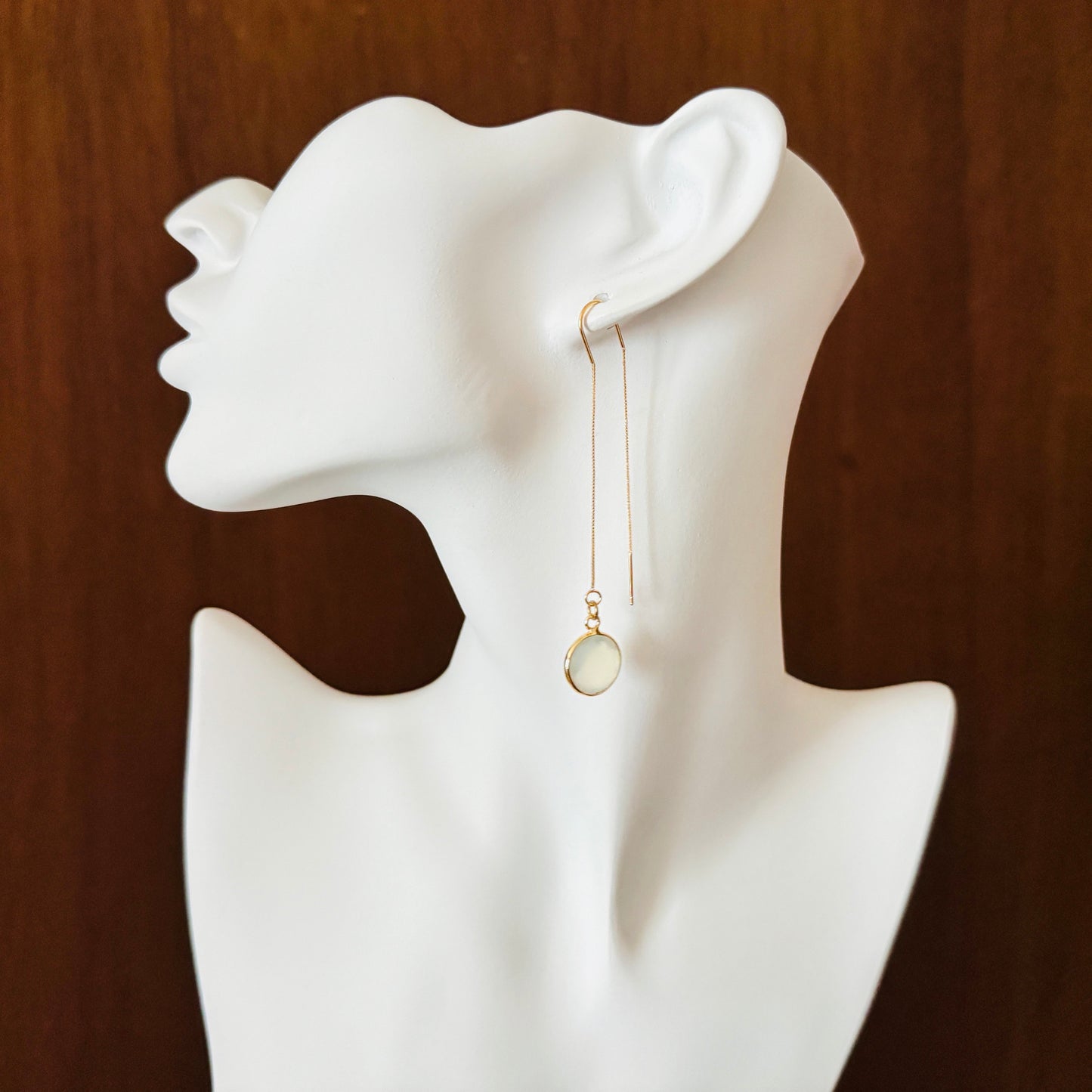 Chalcedony Earrings, Threader Earrings, Western Earrings Dangle, Statement Earrings Boho, Wedding Jewelry for Brides, Best Gift for Mom