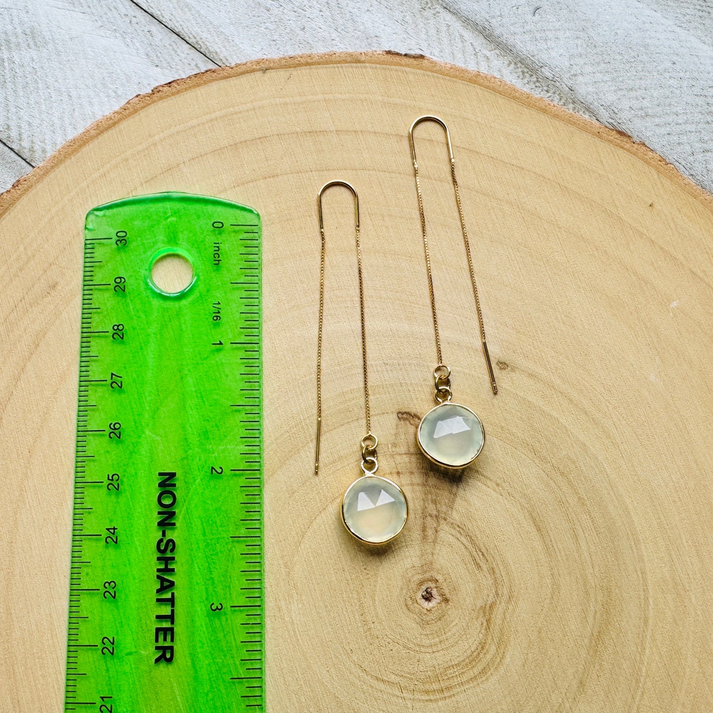 Chalcedony Earrings, Threader Earrings, Western Earrings Dangle, Statement Earrings Boho, Wedding Jewelry for Brides, Best Gift for Mom