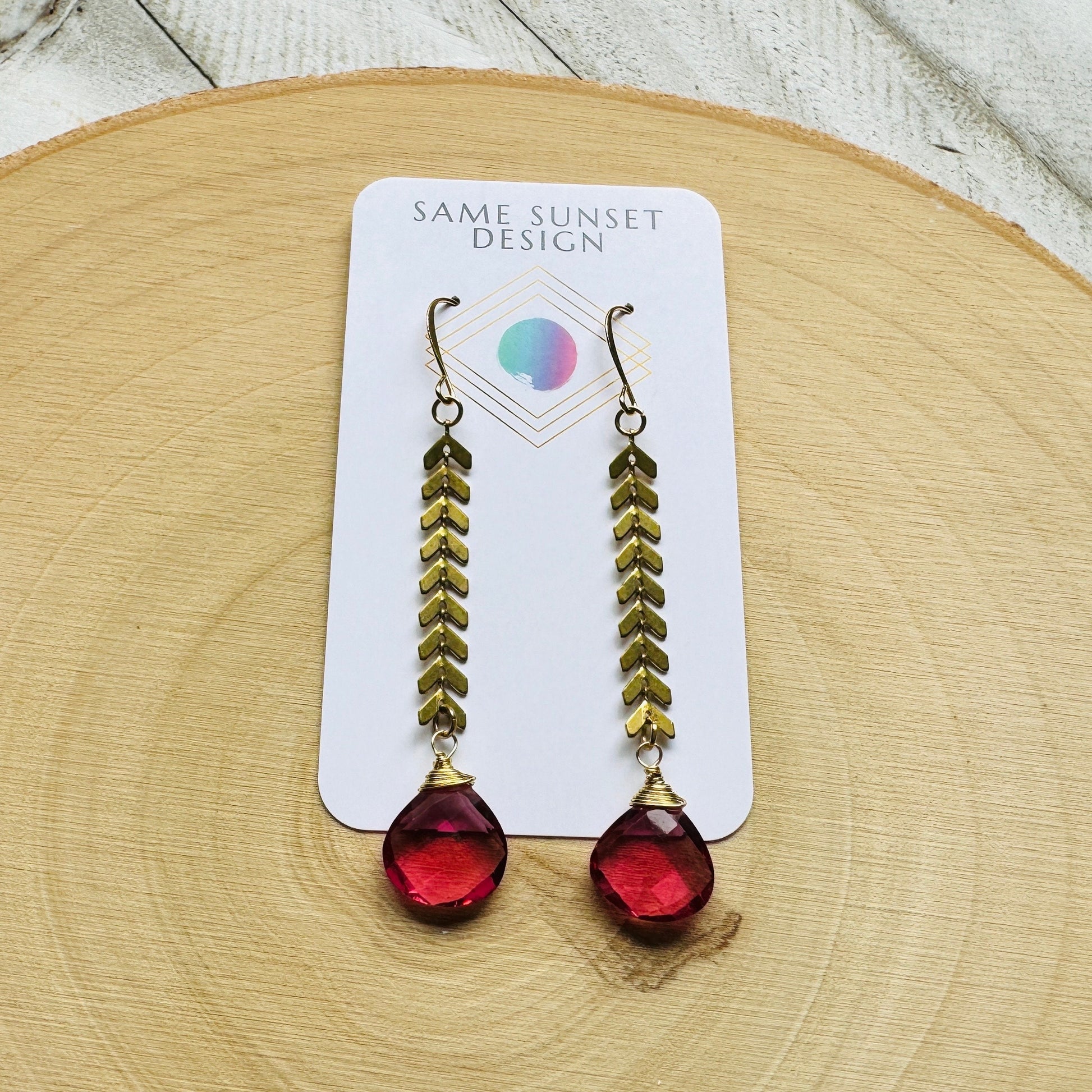 Pink Tourmaline Earrings, Western Earrings Gold, Statement Earrings Boho, Unique Gifts for Women Birthday, Wedding Earrings for Bride