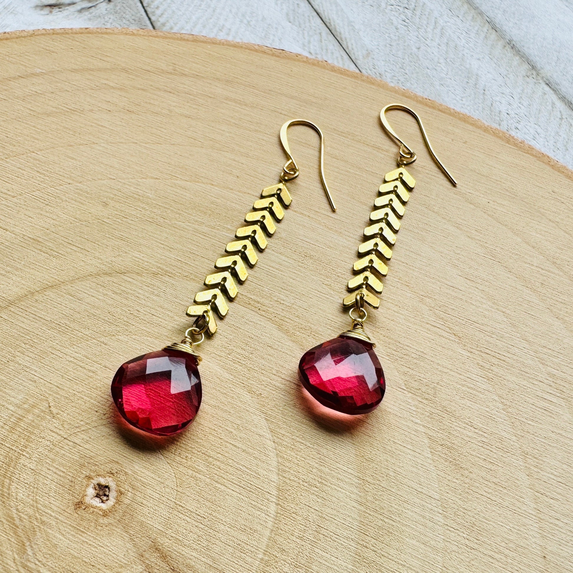 Pink Tourmaline Earrings, Western Earrings Gold, Statement Earrings Boho, Unique Gifts for Women Birthday, Wedding Earrings for Bride