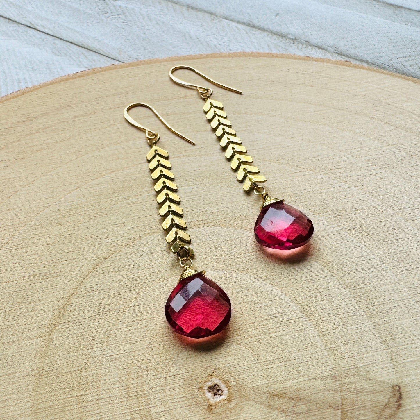 Pink Tourmaline Earrings, Western Earrings Gold, Statement Earrings Boho, Unique Gifts for Women Birthday, Wedding Earrings for Bride