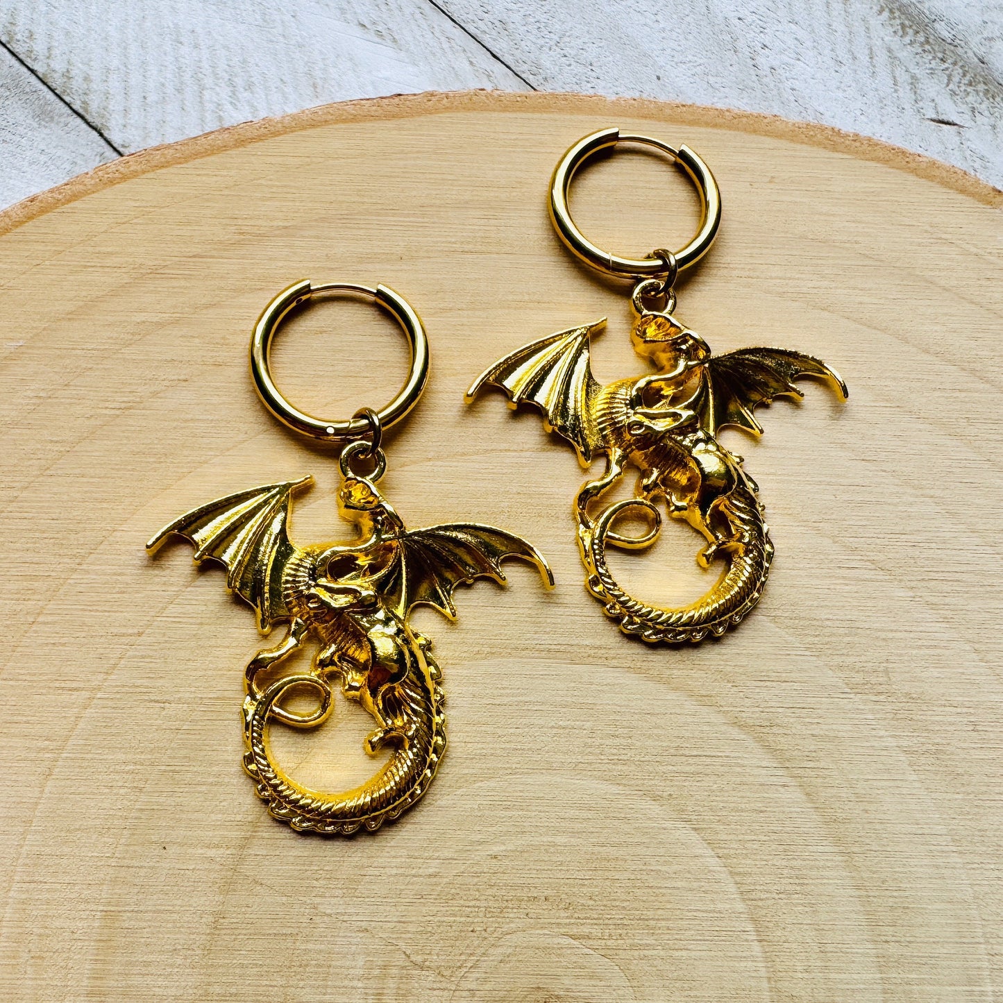 Dragon Earrings, Witchy Earrings Dangle, Huggie Hoops, Dragon Lover Gift, Teen Girl Gifts, Goth Punk Alternative Witchy Jewelry, Punk Gift