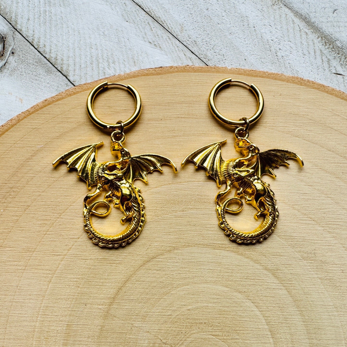 Dragon Earrings, Witchy Earrings Dangle, Huggie Hoops, Dragon Lover Gift, Teen Girl Gifts, Goth Punk Alternative Witchy Jewelry, Punk Gift
