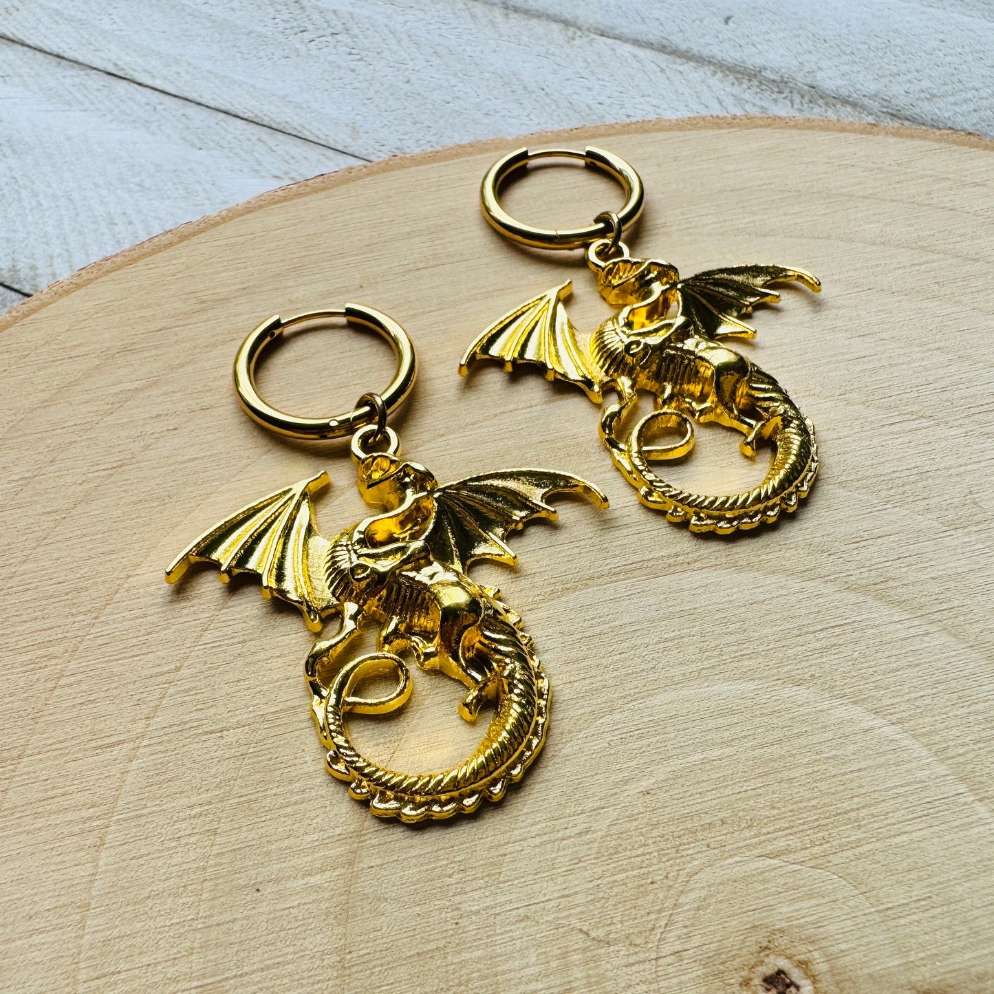 Dragon Earrings, Witchy Earrings Dangle, Huggie Hoops, Dragon Lover Gift, Teen Girl Gifts, Goth Punk Alternative Witchy Jewelry, Punk Gift