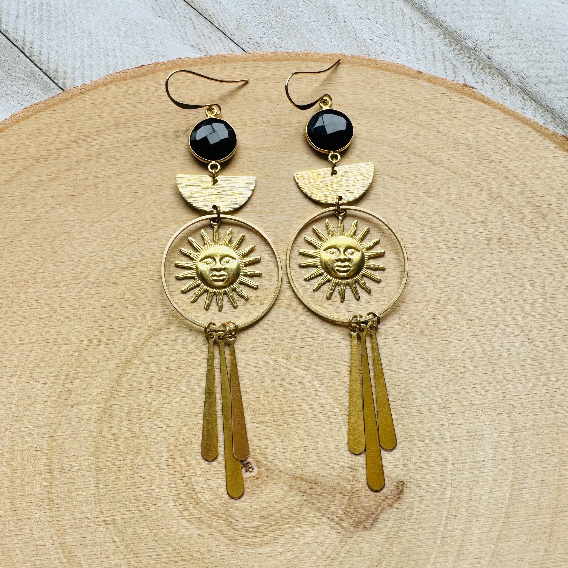 Sun Earrings, Chalcedony Earrings, Boho Earrings Gold, Festival Jewelry, Wedding Jewelry for Brides, Best Gift for Mom, Nature Lover Gift