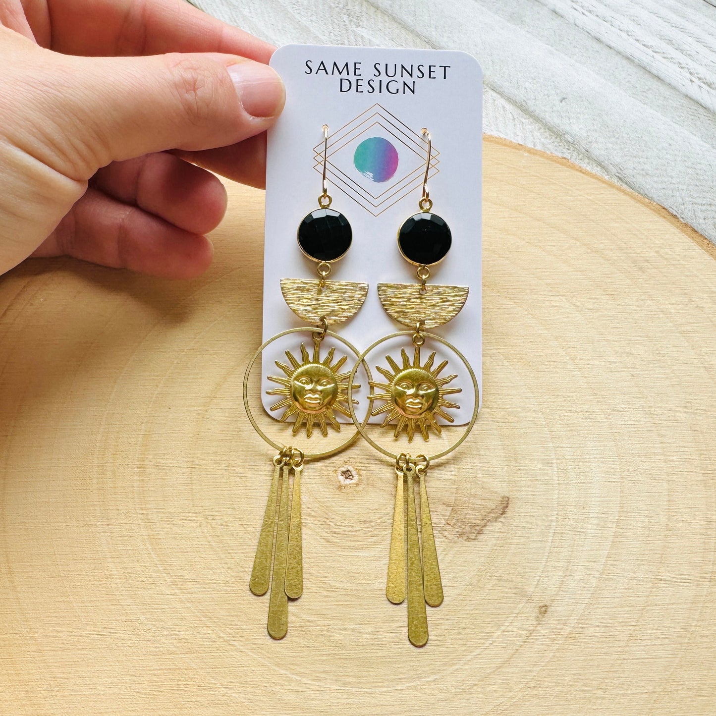 Sun Earrings, Chalcedony Earrings, Boho Earrings Gold, Festival Jewelry, Wedding Jewelry for Brides, Best Gift for Mom, Nature Lover Gift
