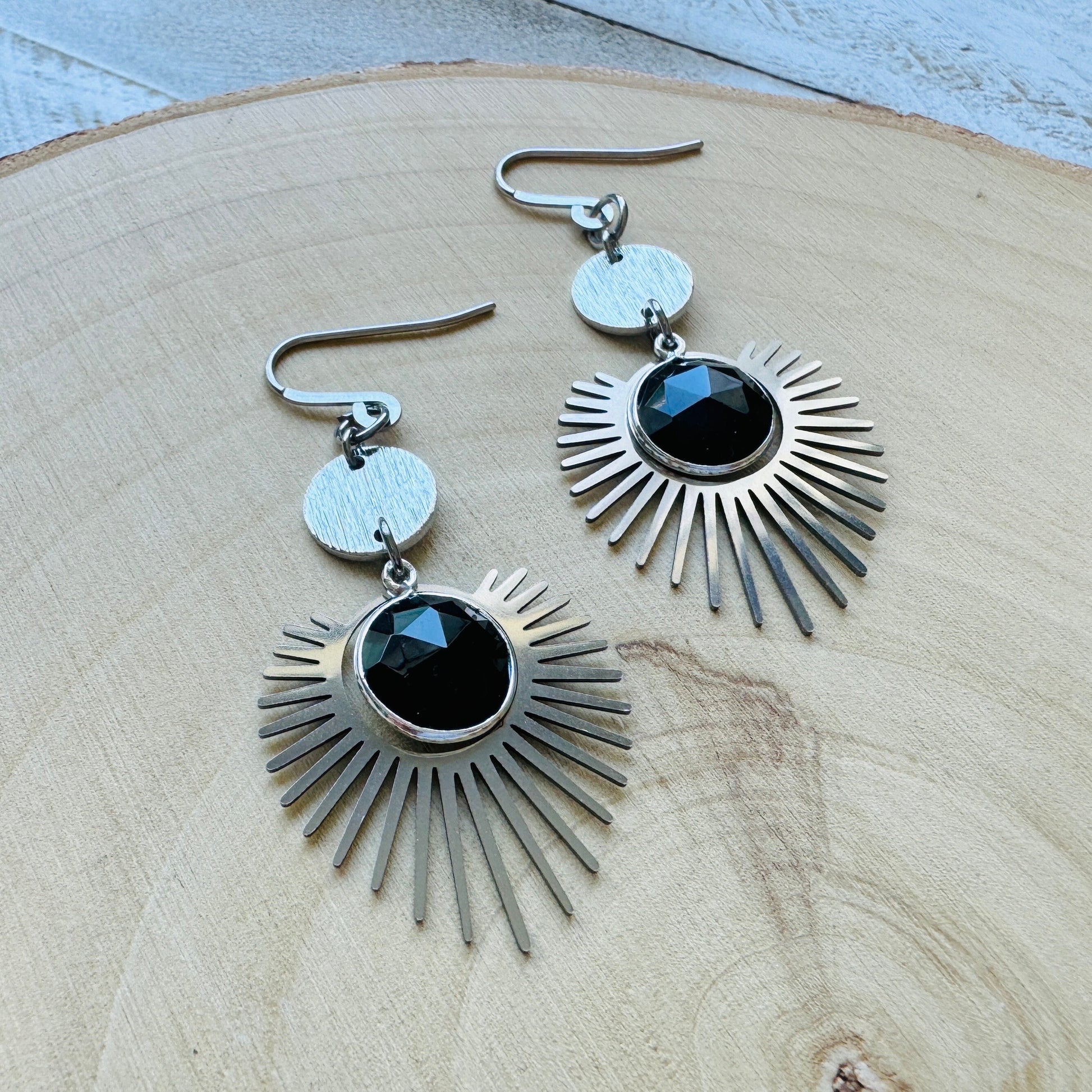 Onyx Earrings, Goth Earrings, Geometric Jewelry, Punk Earrings, Witchy Earrings, Corporate Goth, Best Gifts for Aunt, Cute Gifts for Friend