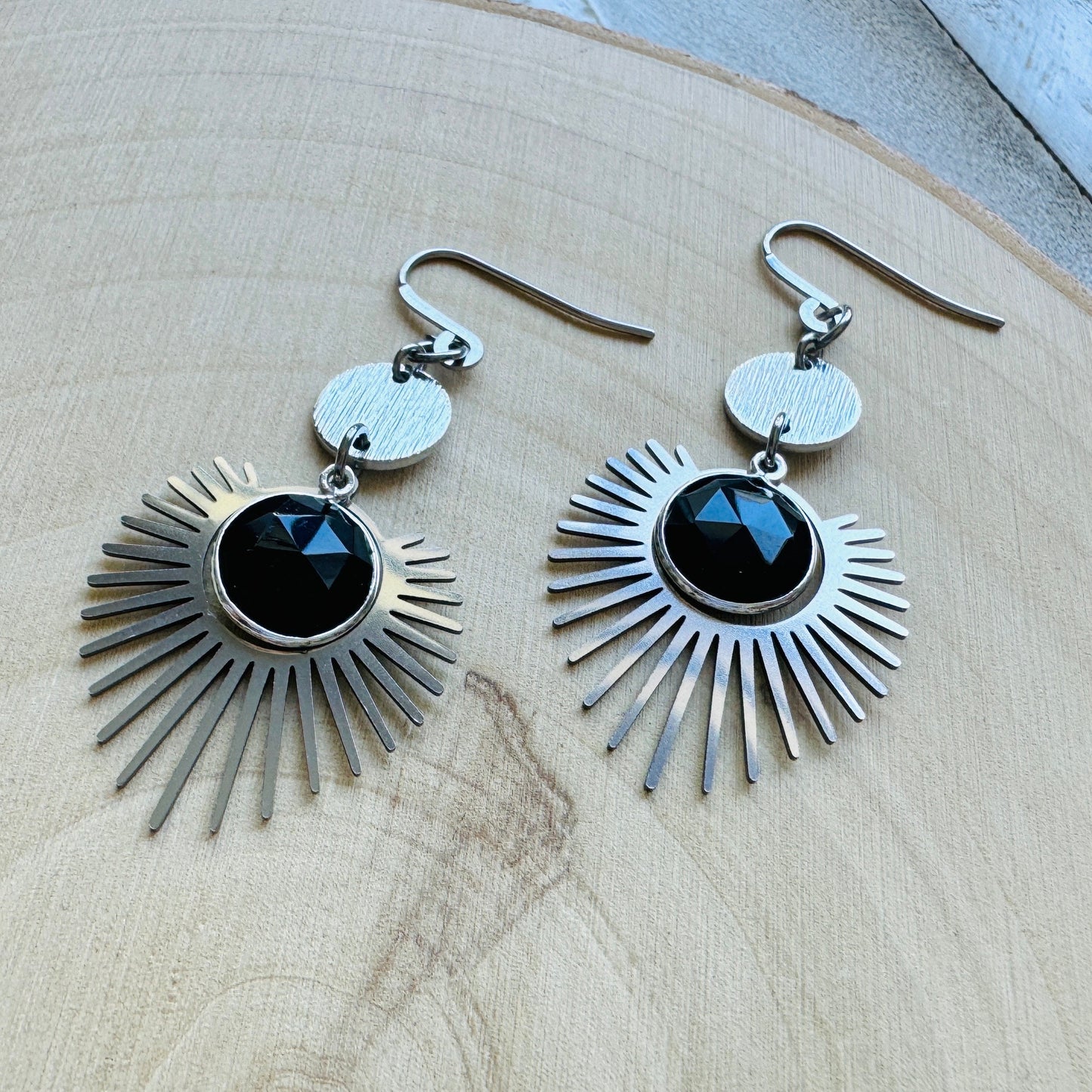Onyx Earrings, Goth Earrings, Geometric Jewelry, Punk Earrings, Witchy Earrings, Corporate Goth, Best Gifts for Aunt, Cute Gifts for Friend