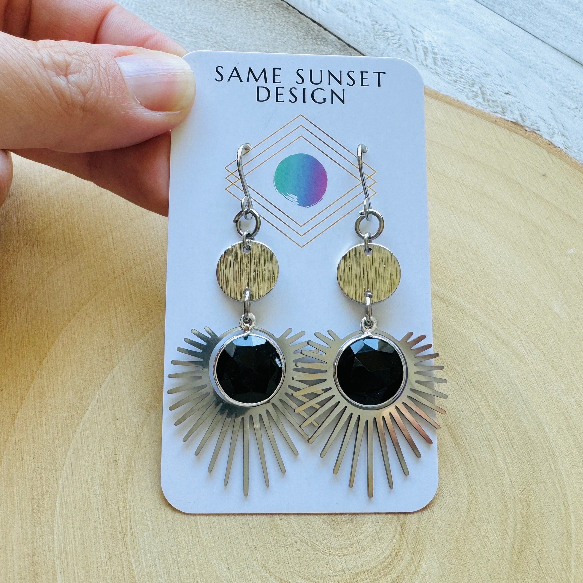 Onyx Earrings, Goth Earrings, Geometric Jewelry, Punk Earrings, Witchy Earrings, Corporate Goth, Best Gifts for Aunt, Cute Gifts for Friend