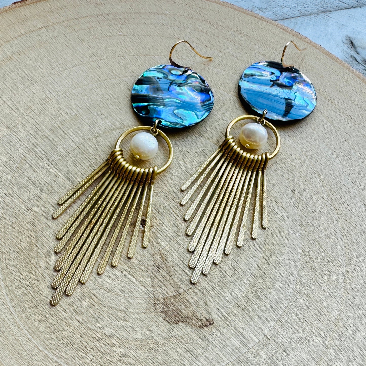 Abalone Earrings, Pearl Earrings, Boho Earrings, Witchy Earrings, Wanderlust Jewelry, Best Friend Birthday Gift, Sweet 16 Gift, Western