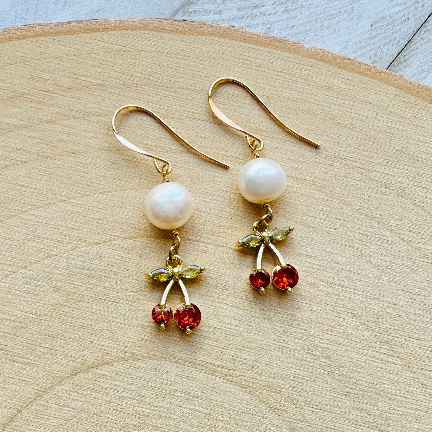 Cherry Earrings, Pearl Earrings, Boho Earrings, Witchy Earrings, Wanderlust Jewelry, Best Friend Birthday Gift, Sweet 16 Gift, Fun Earrings