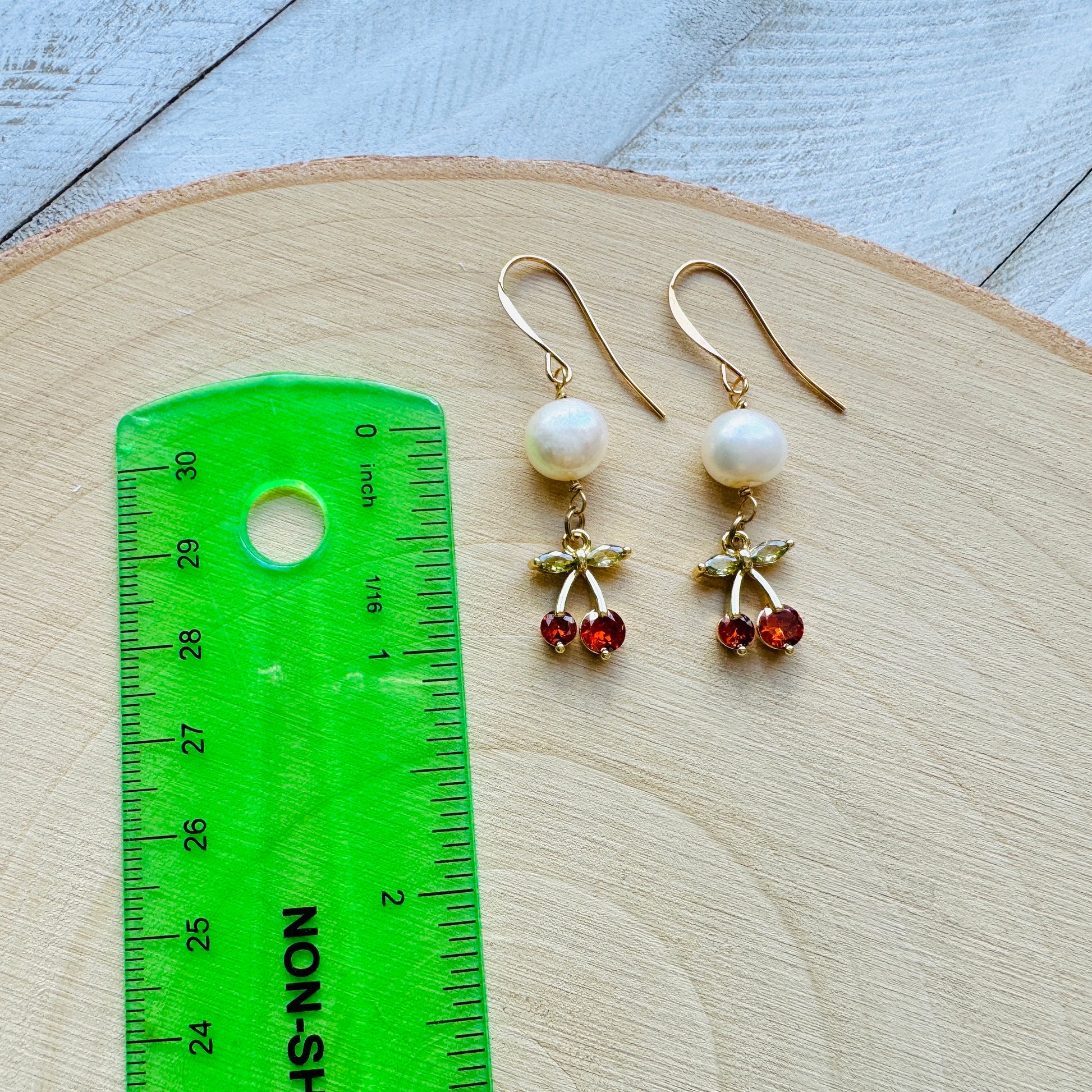 Cherry Earrings, Pearl Earrings, Boho Earrings, Witchy Earrings, Wanderlust Jewelry, Best Friend Birthday Gift, Sweet 16 Gift, Fun Earrings