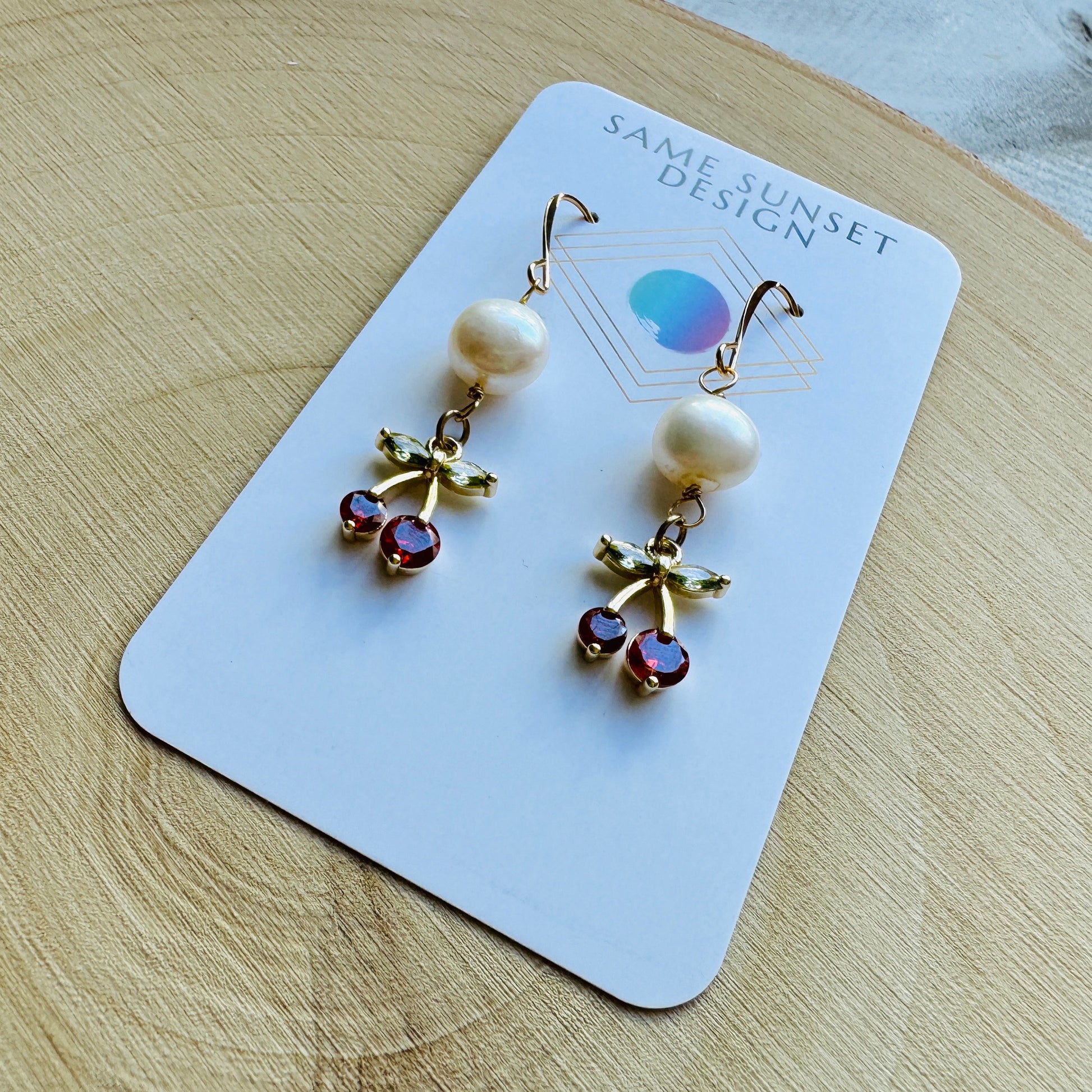Cherry Earrings, Pearl Earrings, Boho Earrings, Witchy Earrings, Wanderlust Jewelry, Best Friend Birthday Gift, Sweet 16 Gift, Fun Earrings