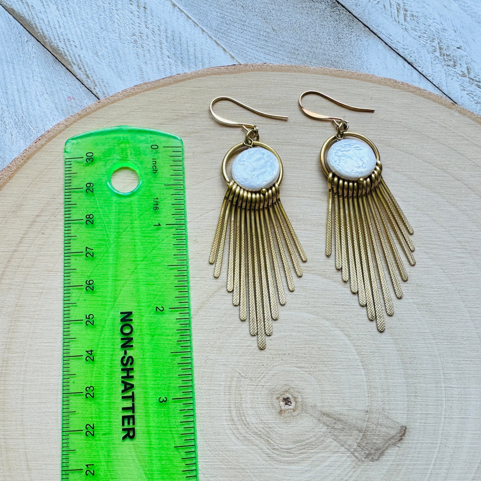 Pearl Earrings, Geometric Jewelry, Beach Lover Jewelry, Best Gift for Mom, Vacation Earrings, Boho Earrings for Wedding, Teen Girl Gifts