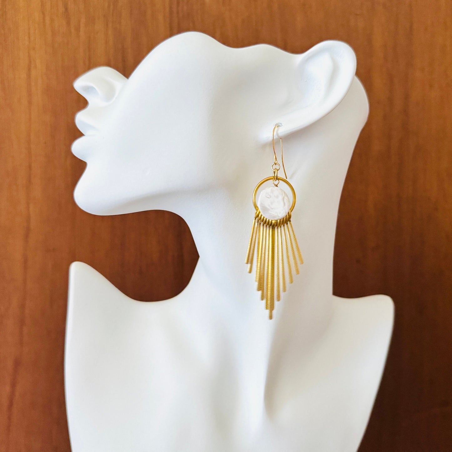 Pearl Earrings, Geometric Jewelry, Beach Lover Jewelry, Best Gift for Mom, Vacation Earrings, Boho Earrings for Wedding, Teen Girl Gifts