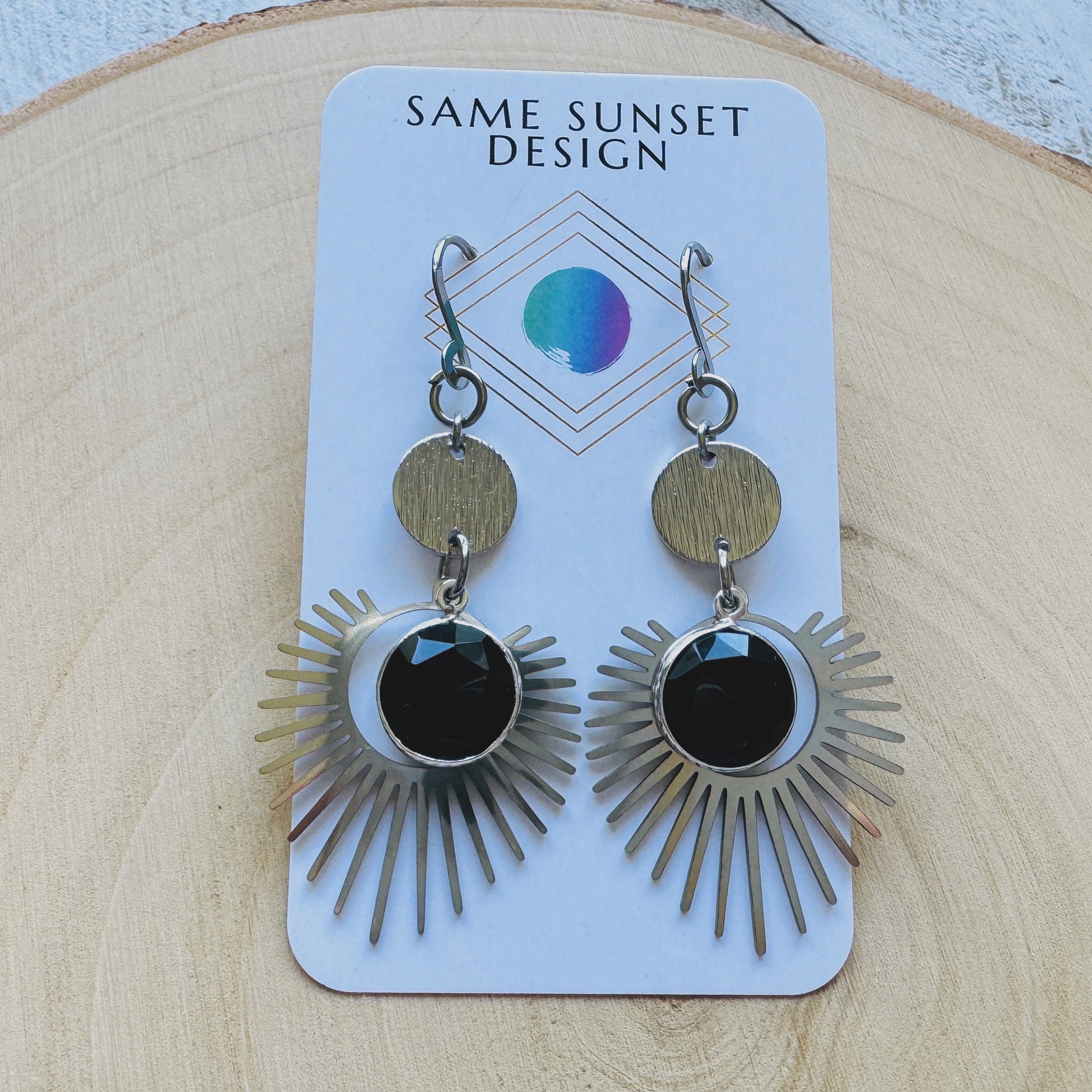 Onyx Earrings, Goth Earrings, Geometric Jewelry, Punk Earrings, Witchy Earrings, Corporate Goth, Best Gifts for Aunt, Cute Gifts for Friend