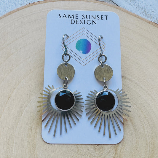 Onyx Earrings, Goth Earrings, Geometric Jewelry, Punk Earrings, Witchy Earrings, Corporate Goth, Best Gifts for Aunt, Cute Gifts for Friend