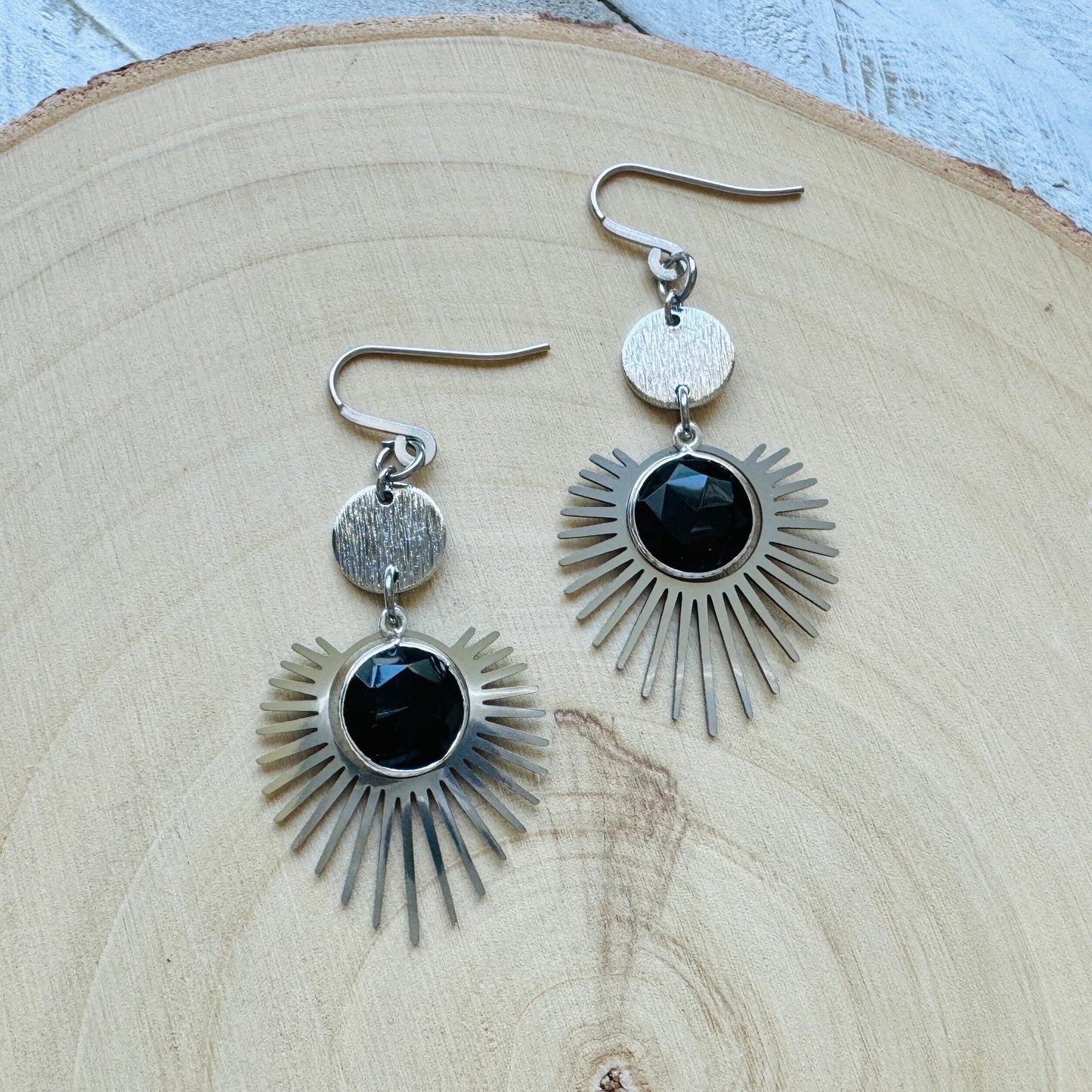 Onyx Earrings, Goth Earrings, Geometric Jewelry, Punk Earrings, Witchy Earrings, Corporate Goth, Best Gifts for Aunt, Cute Gifts for Friend