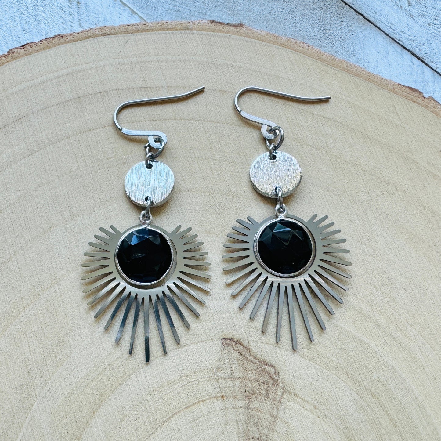 Onyx Earrings, Goth Earrings, Geometric Jewelry, Punk Earrings, Witchy Earrings, Corporate Goth, Best Gifts for Aunt, Cute Gifts for Friend