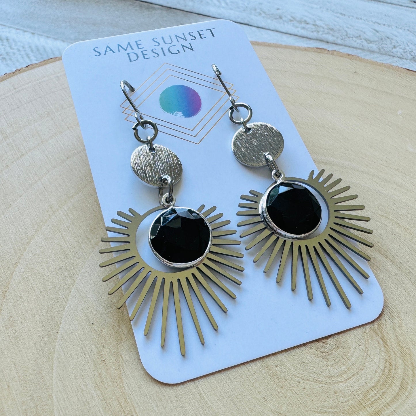 Onyx Earrings, Goth Earrings, Geometric Jewelry, Punk Earrings, Witchy Earrings, Corporate Goth, Best Gifts for Aunt, Cute Gifts for Friend
