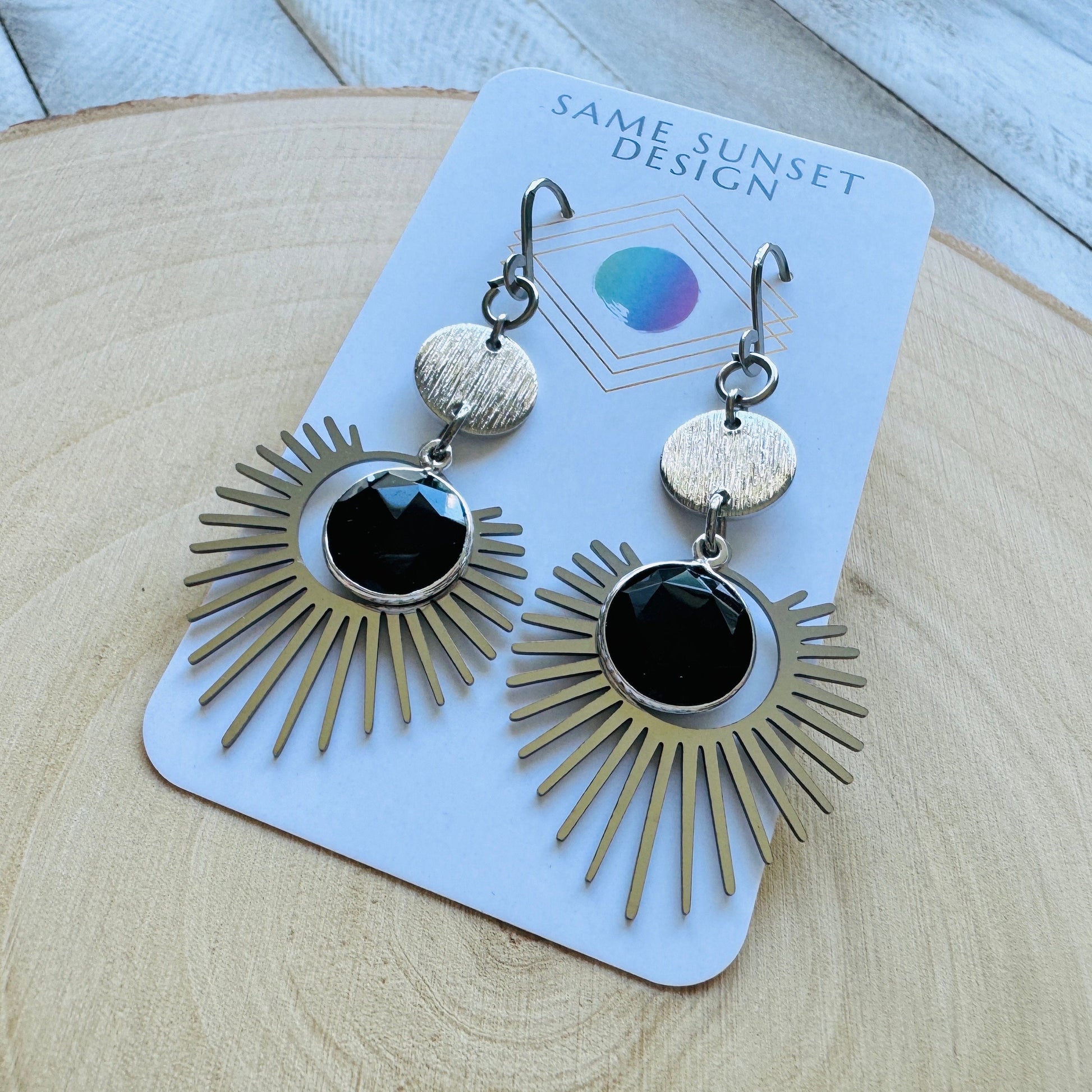 Onyx Earrings, Goth Earrings, Geometric Jewelry, Punk Earrings, Witchy Earrings, Corporate Goth, Best Gifts for Aunt, Cute Gifts for Friend