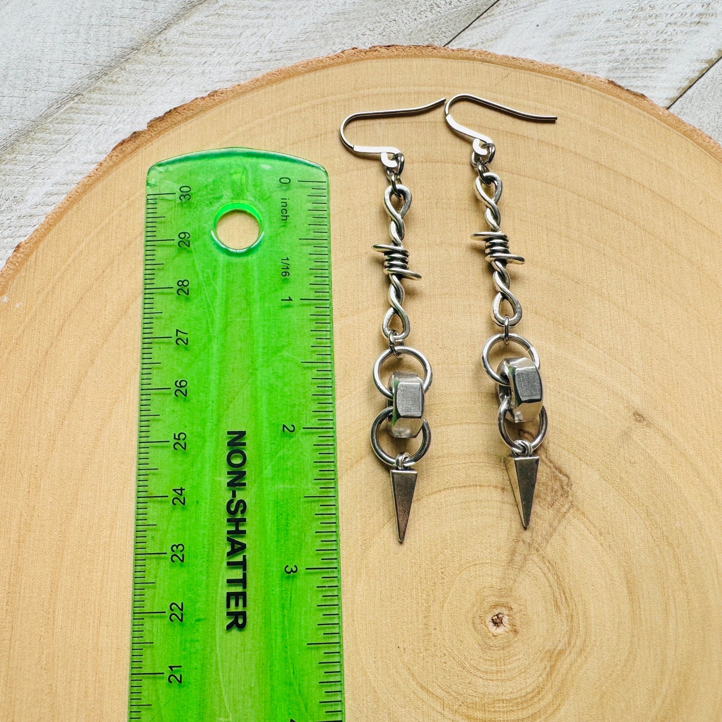 Barbed Wire Earrings, Spike Earrings, Silver Earrings, Goth Earrings, Best Friend Birthday Gift, Unique Birthday Gift for Mom, Punk Gift
