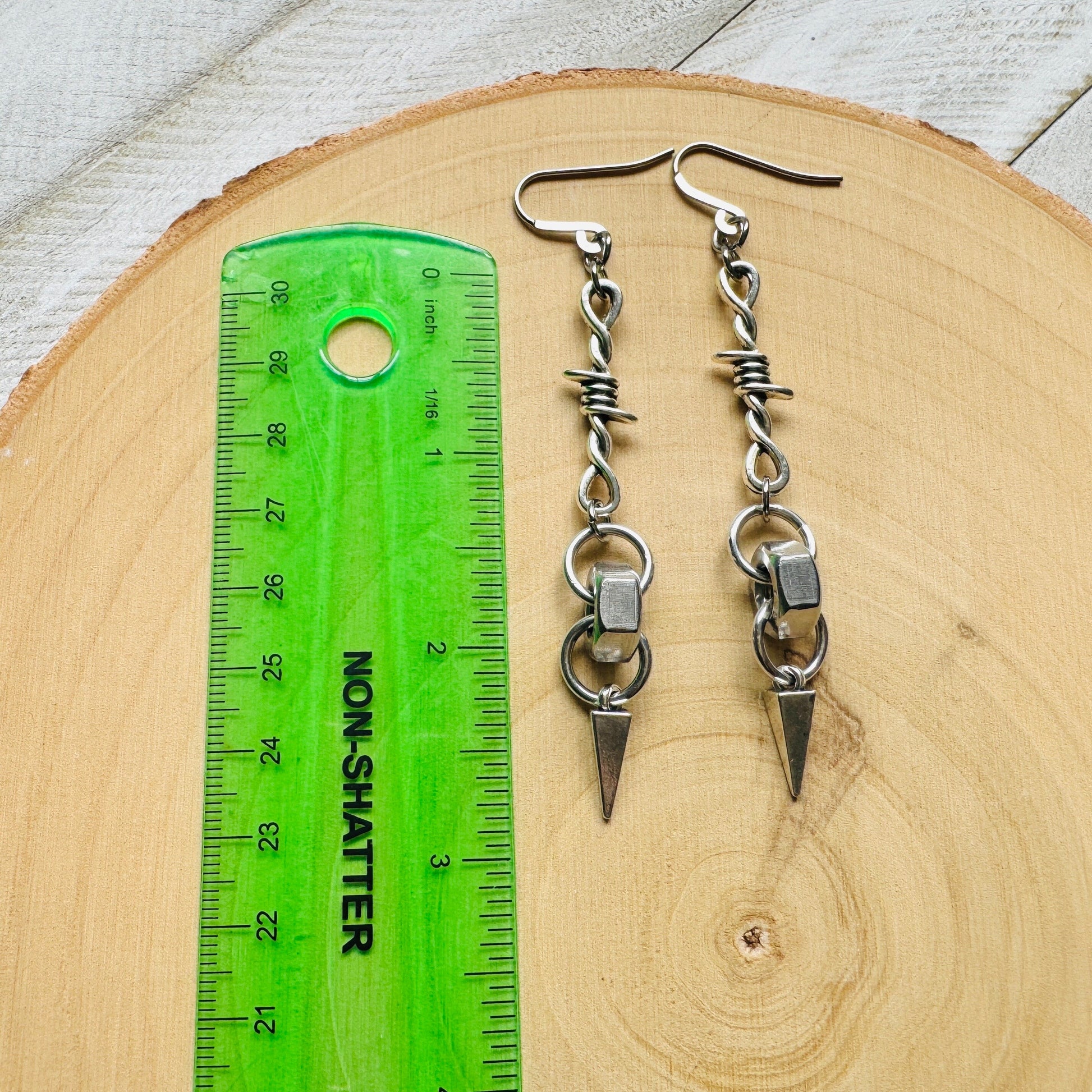 Barbed Wire Earrings, Spike Earrings, Silver Earrings, Goth Earrings, Best Friend Birthday Gift, Unique Birthday Gift for Mom, Punk Gift