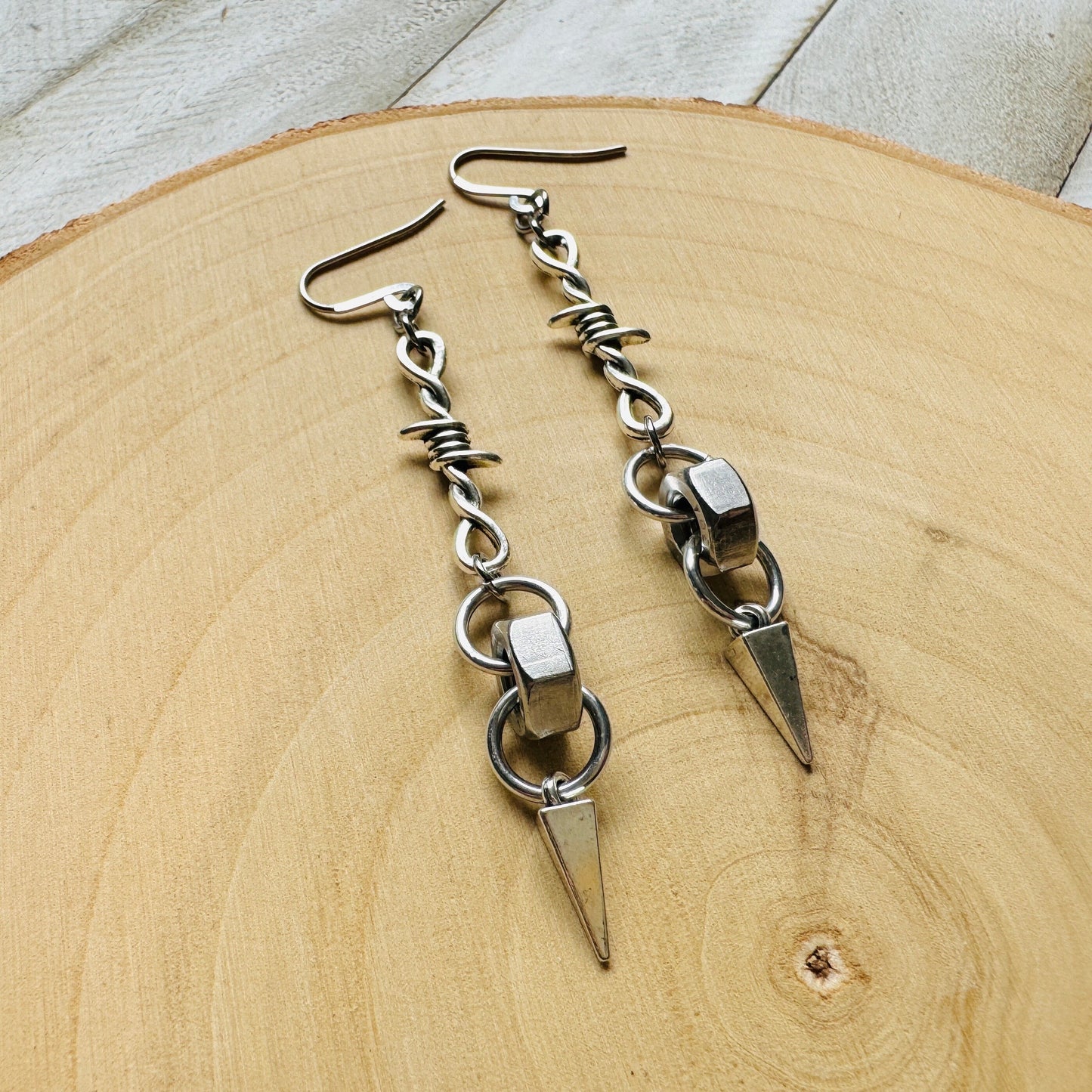 Barbed Wire Earrings, Spike Earrings, Silver Earrings, Goth Earrings, Best Friend Birthday Gift, Unique Birthday Gift for Mom, Punk Gift